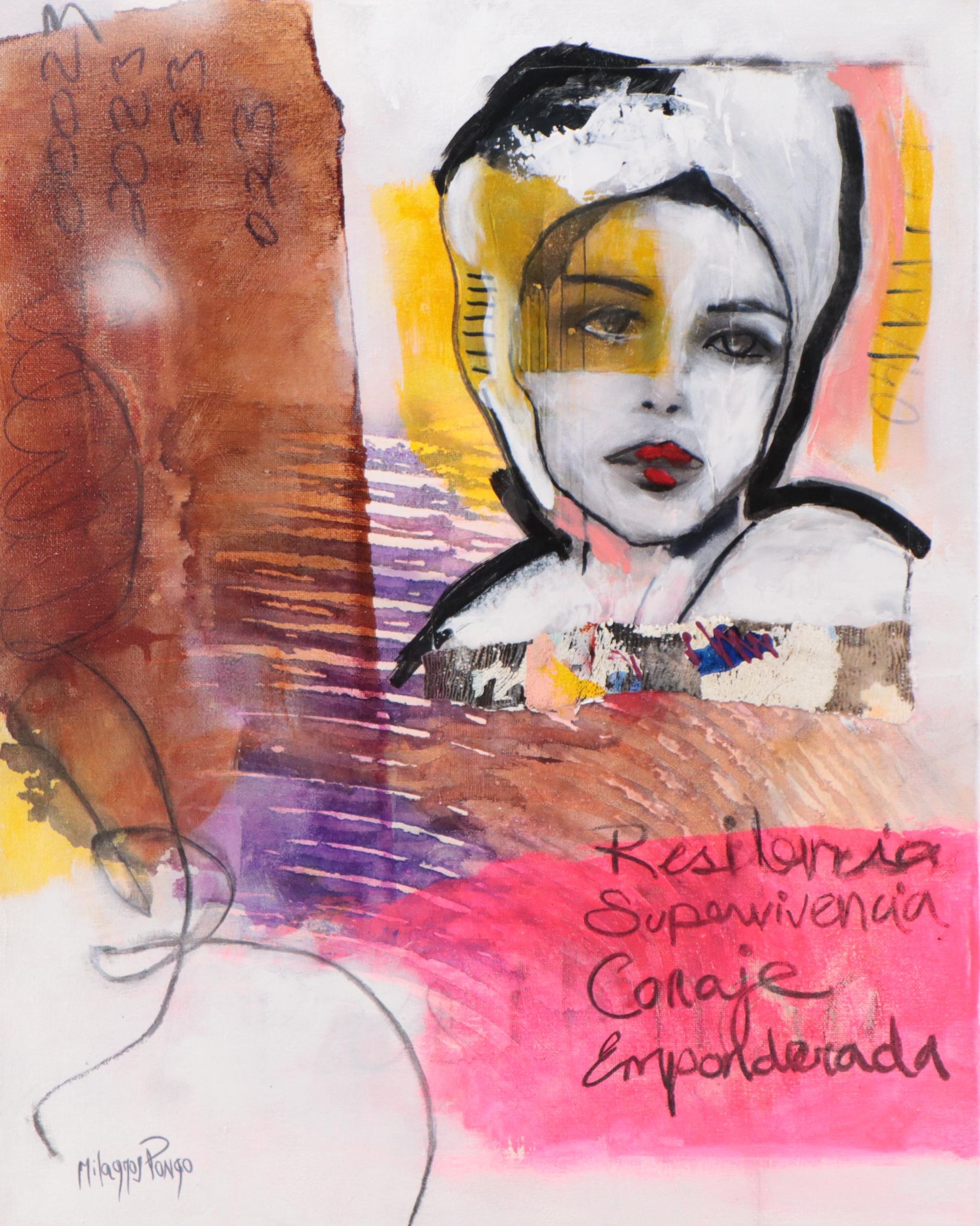 Milagros Pongo International Women's Day Mixed Media Painting "Emma"