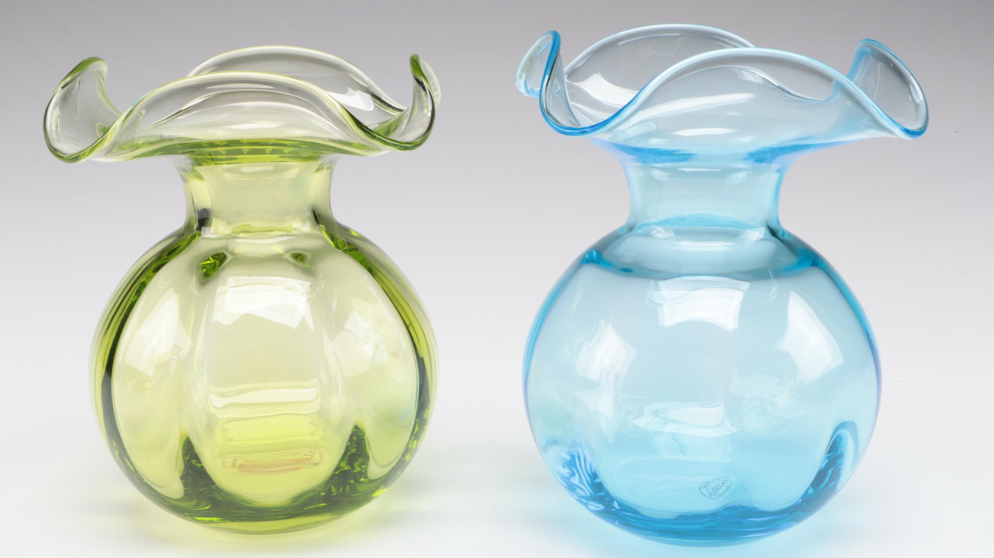 Vietri Optic Mold Blown Glass Vases with Mikasa Gold Zebra Glass Vase