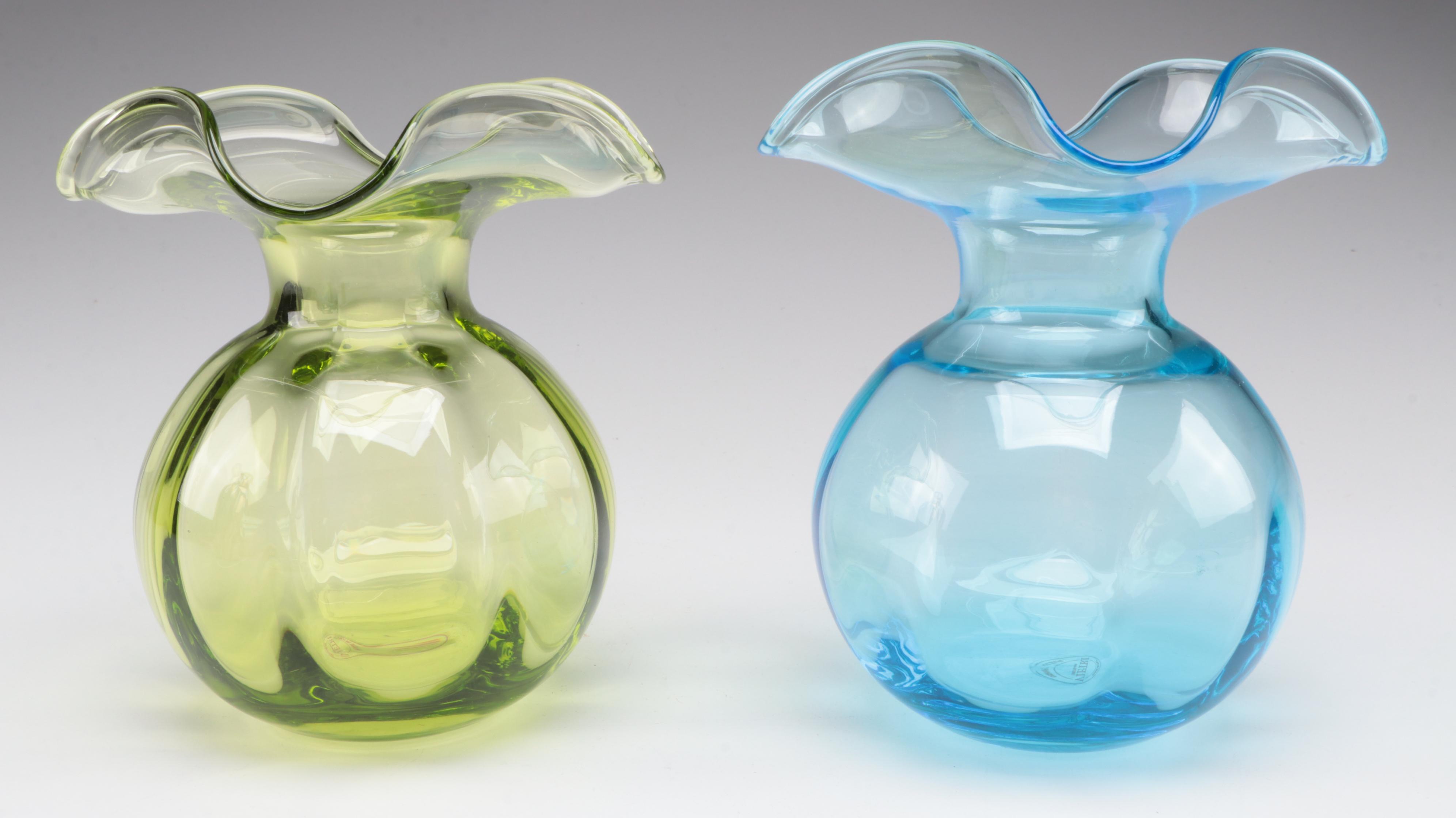 Vietri Optic Mold Blown Glass Vases with Mikasa Gold Zebra Glass Vase