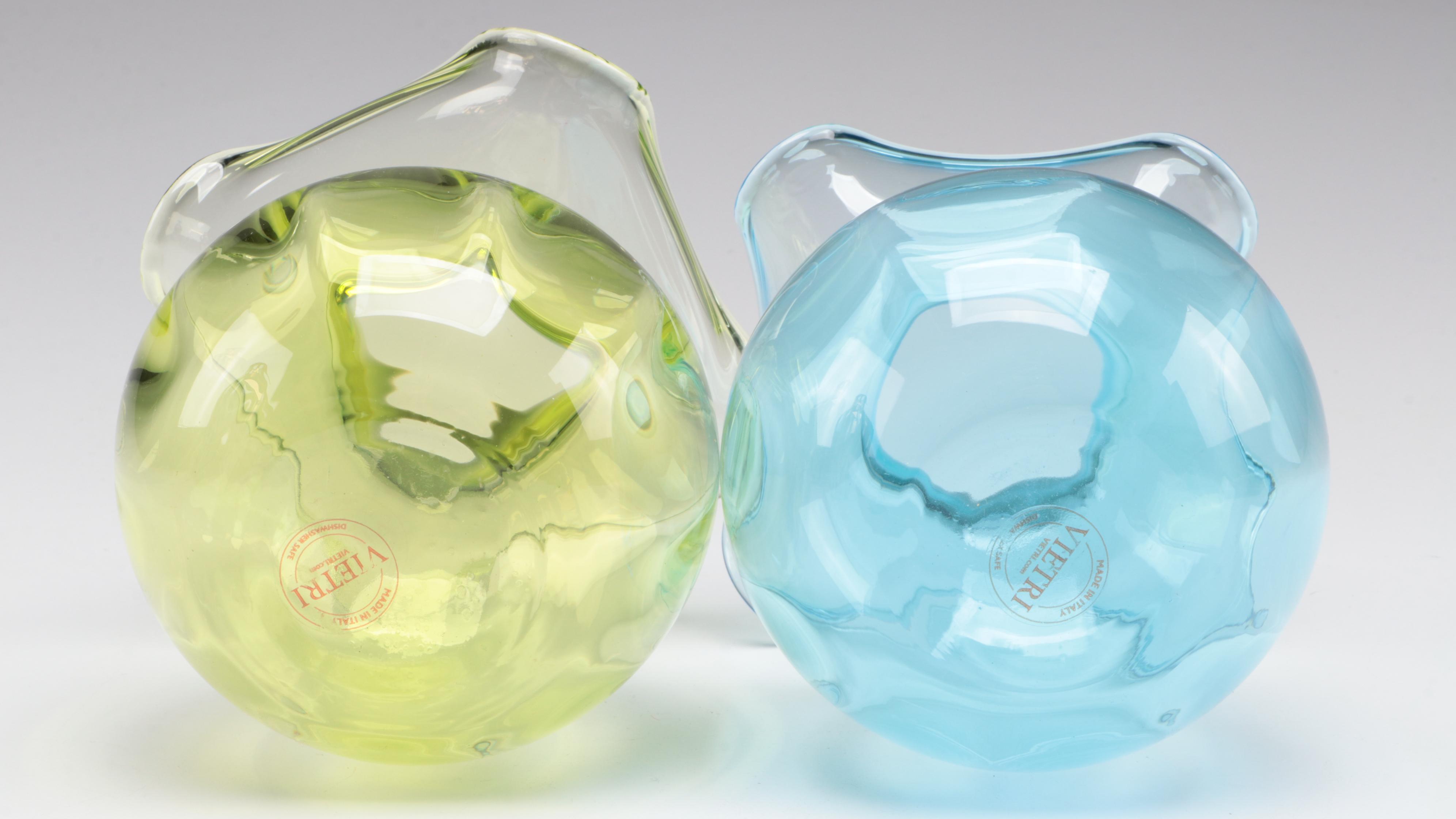 Vietri Optic Mold Blown Glass Vases with Mikasa Gold Zebra Glass Vase