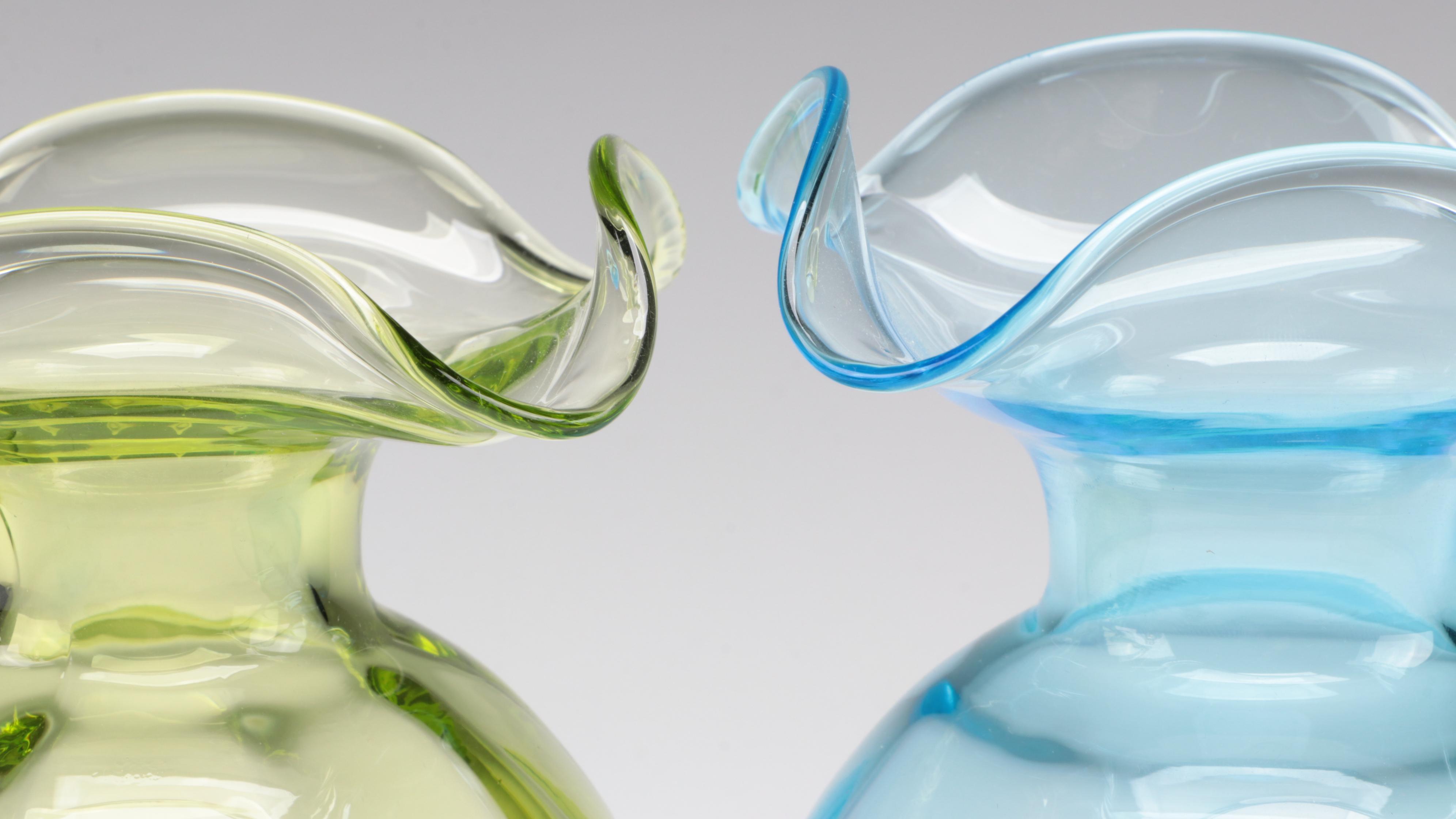 Vietri Optic Mold Blown Glass Vases with Mikasa Gold Zebra Glass Vase