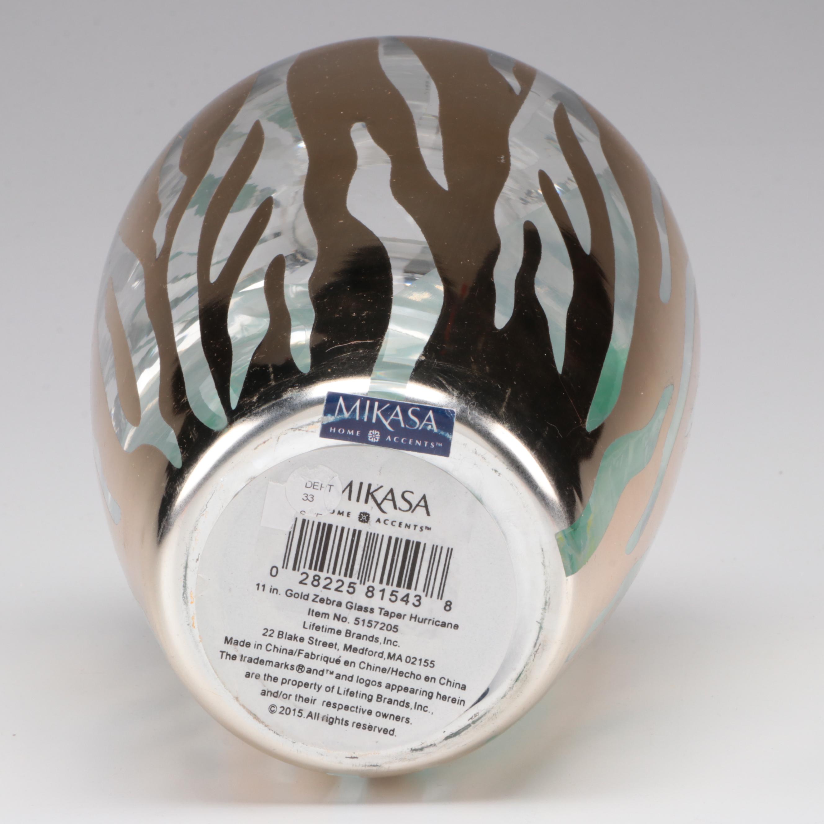 Vietri Optic Mold Blown Glass Vases with Mikasa Gold Zebra Glass Vase