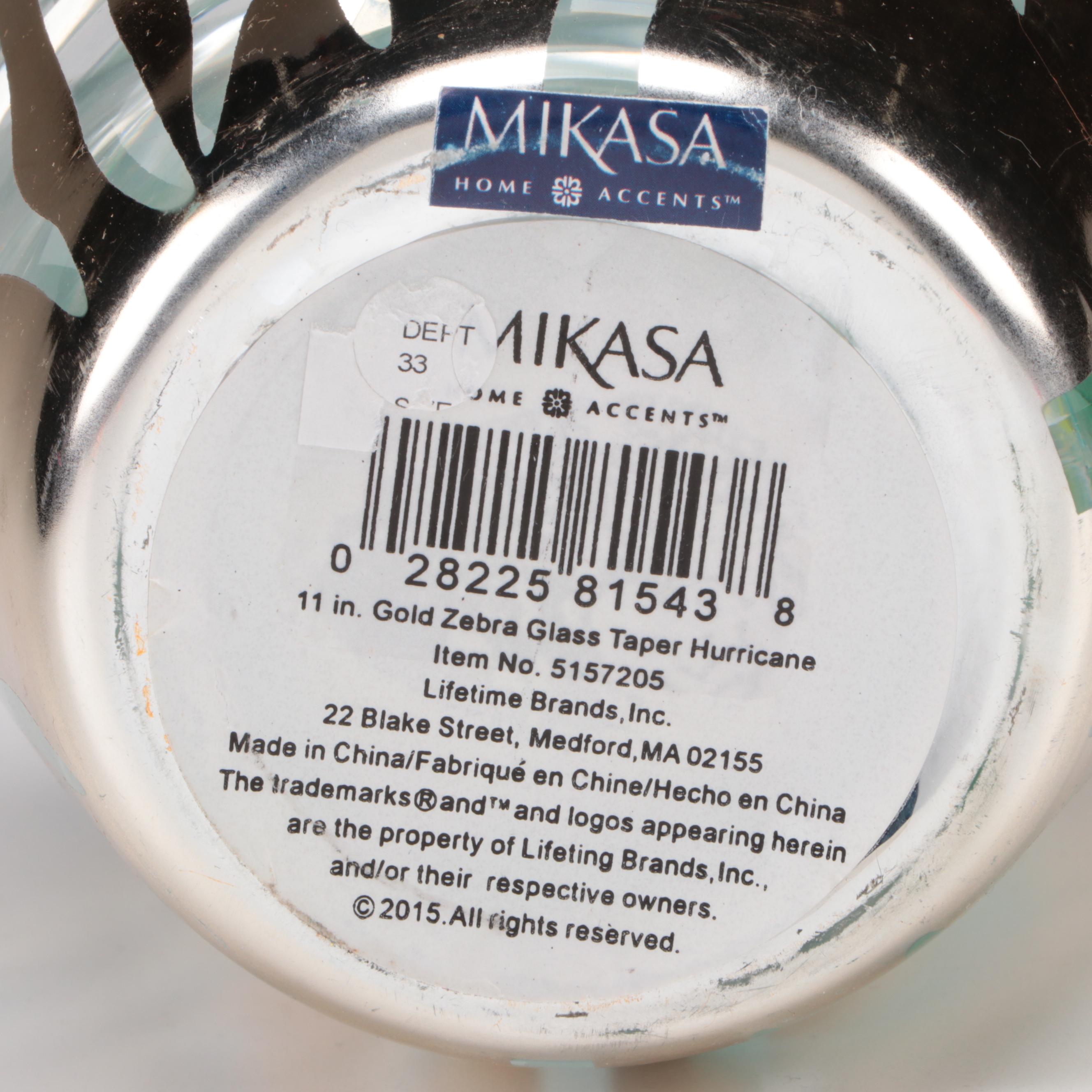 Vietri Optic Mold Blown Glass Vases with Mikasa Gold Zebra Glass Vase