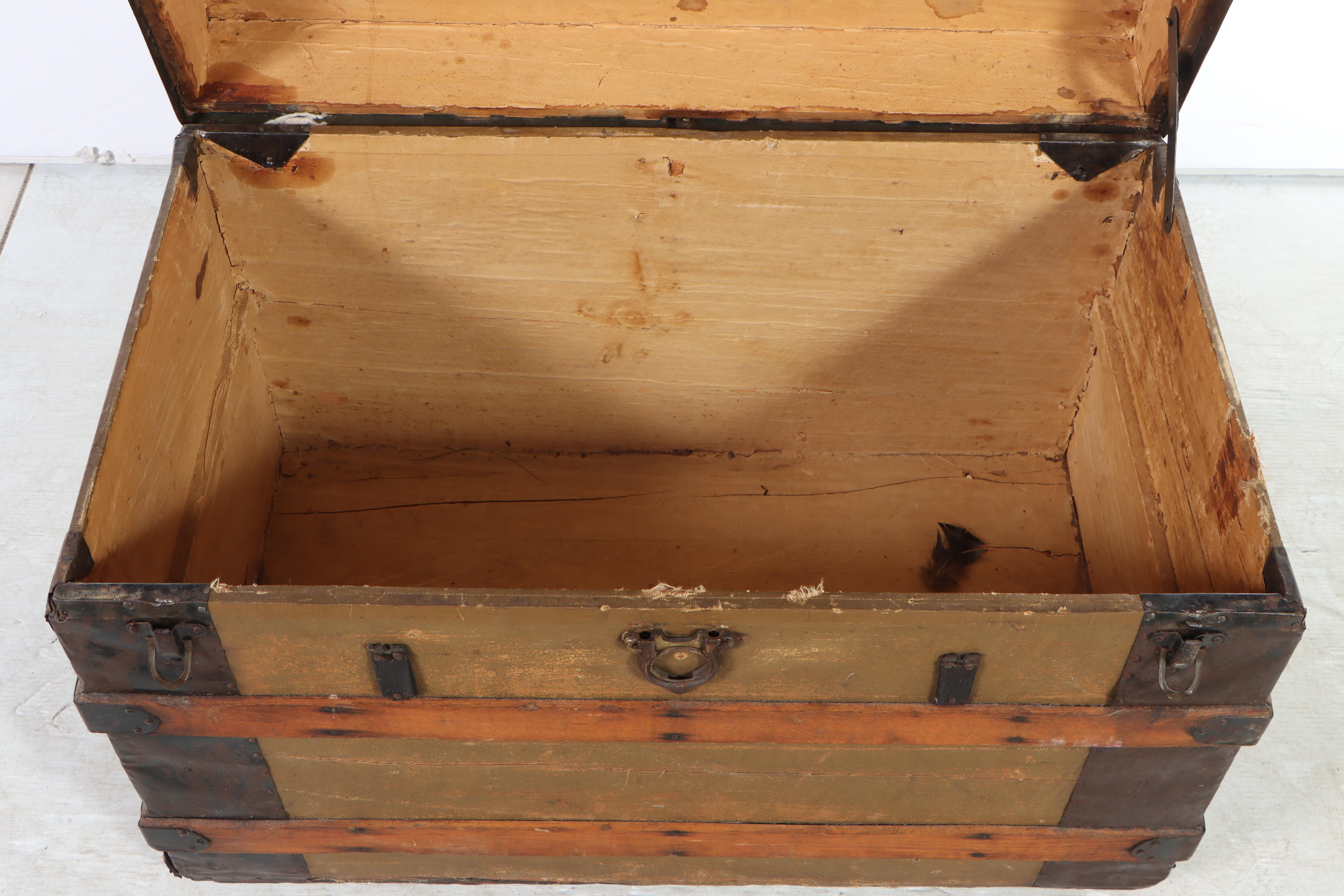 Late Victorian Wood-Strapped Travel Trunk