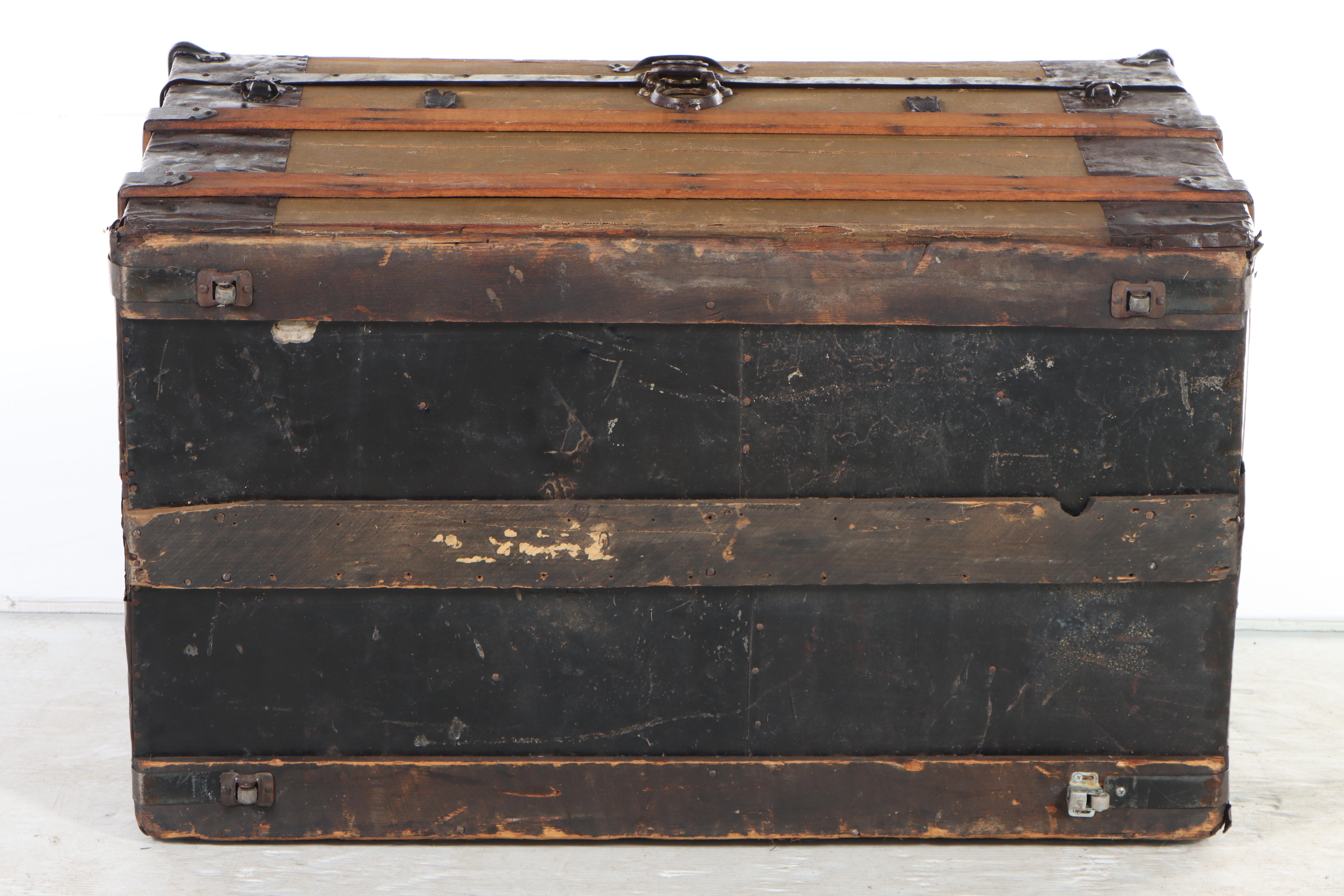 Late Victorian Wood-Strapped Travel Trunk