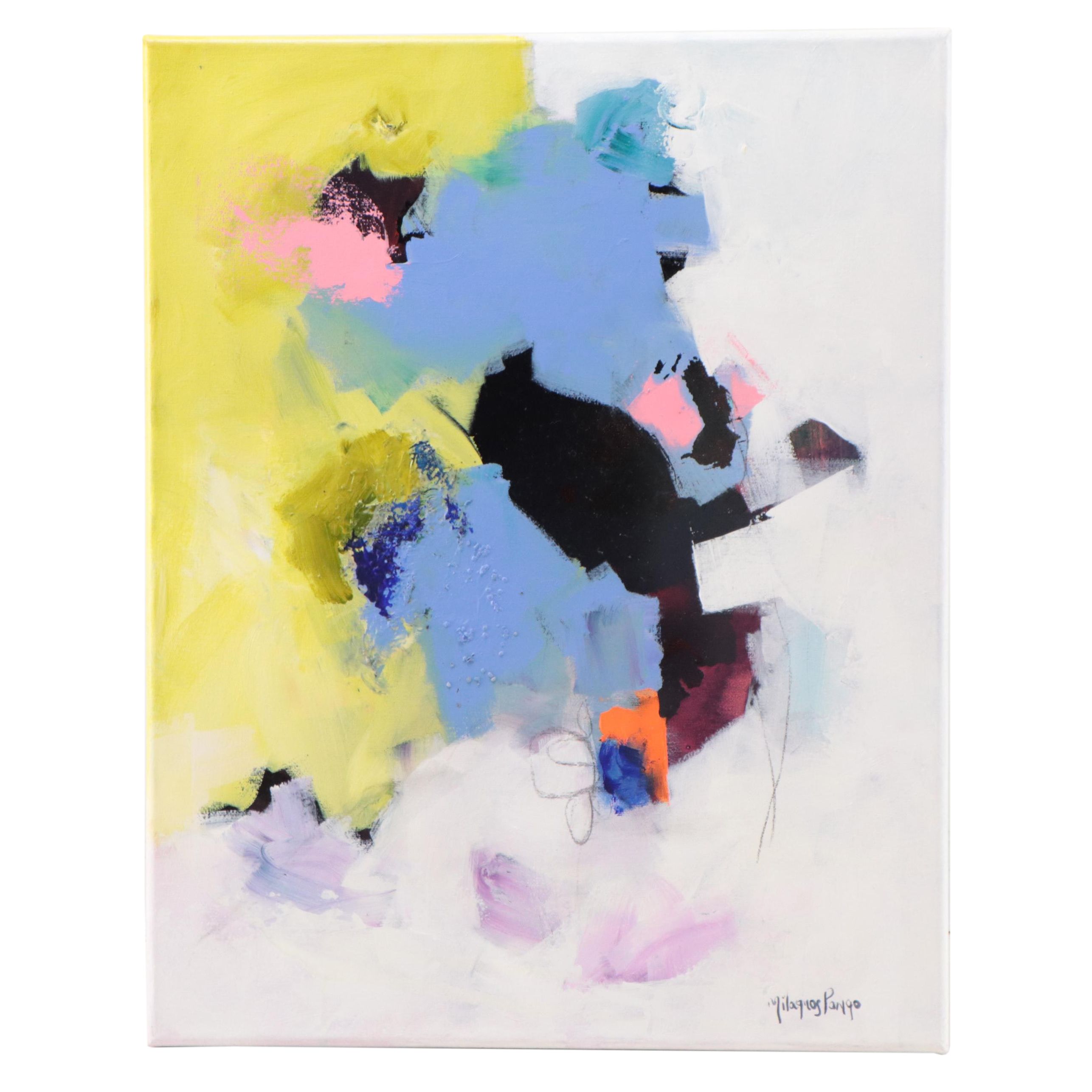 Milagros Pongo Abstract Mixed Media Painting "Spring Dream," 21st Century