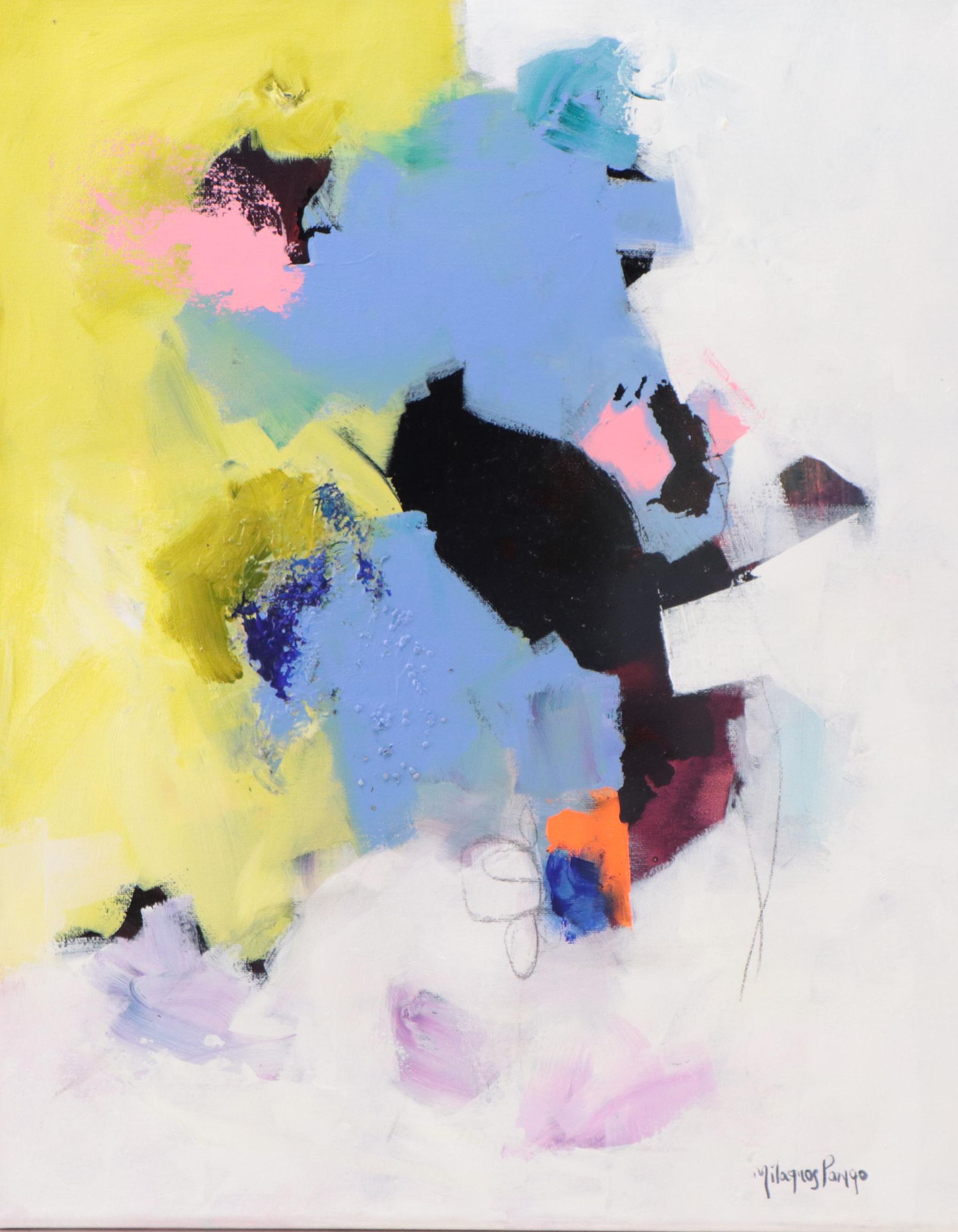 Milagros Pongo Abstract Mixed Media Painting "Spring Dream," 21st Century