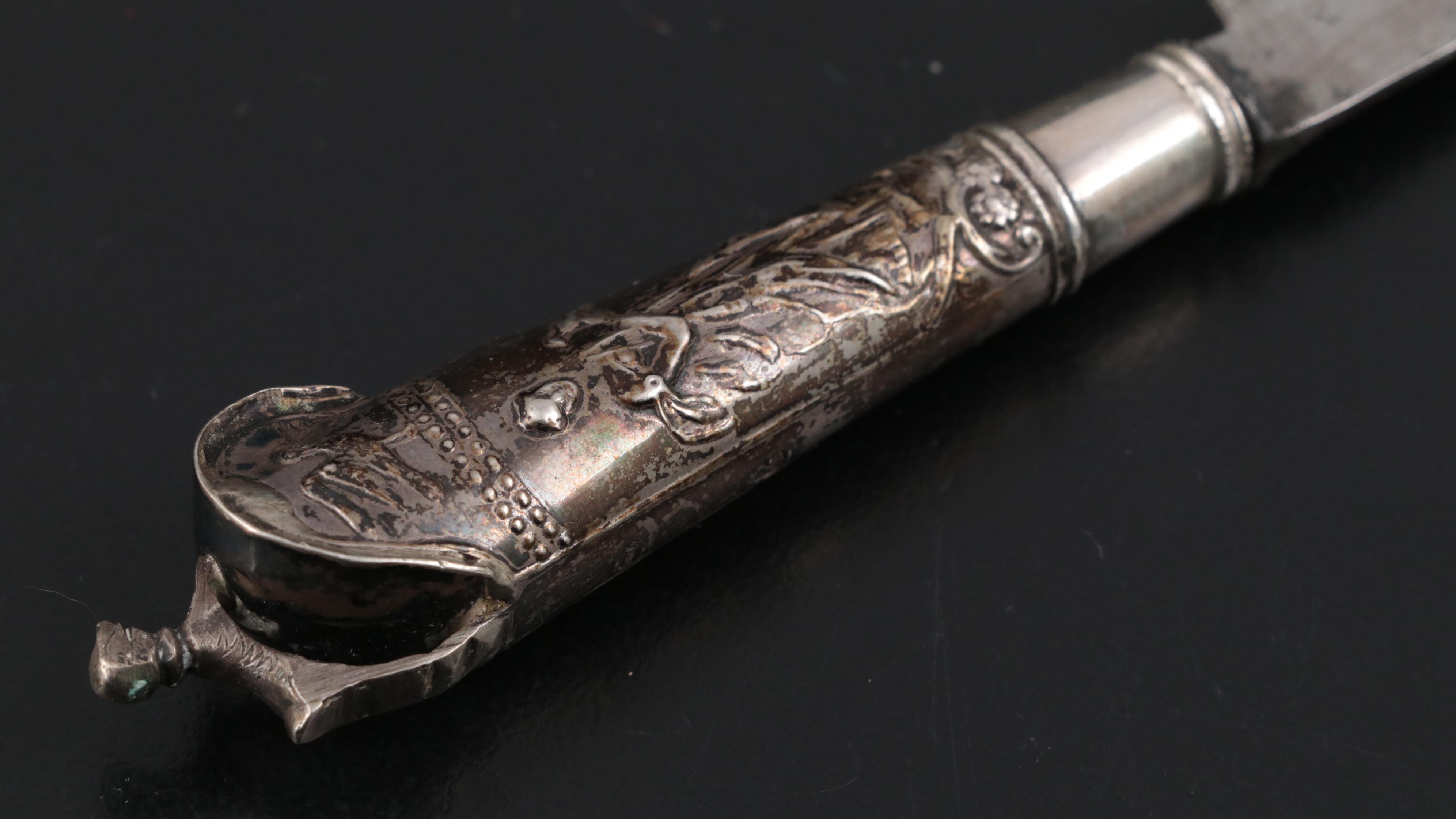 Chinese 800 Silver-Mount Knife in Shagreen Sheath