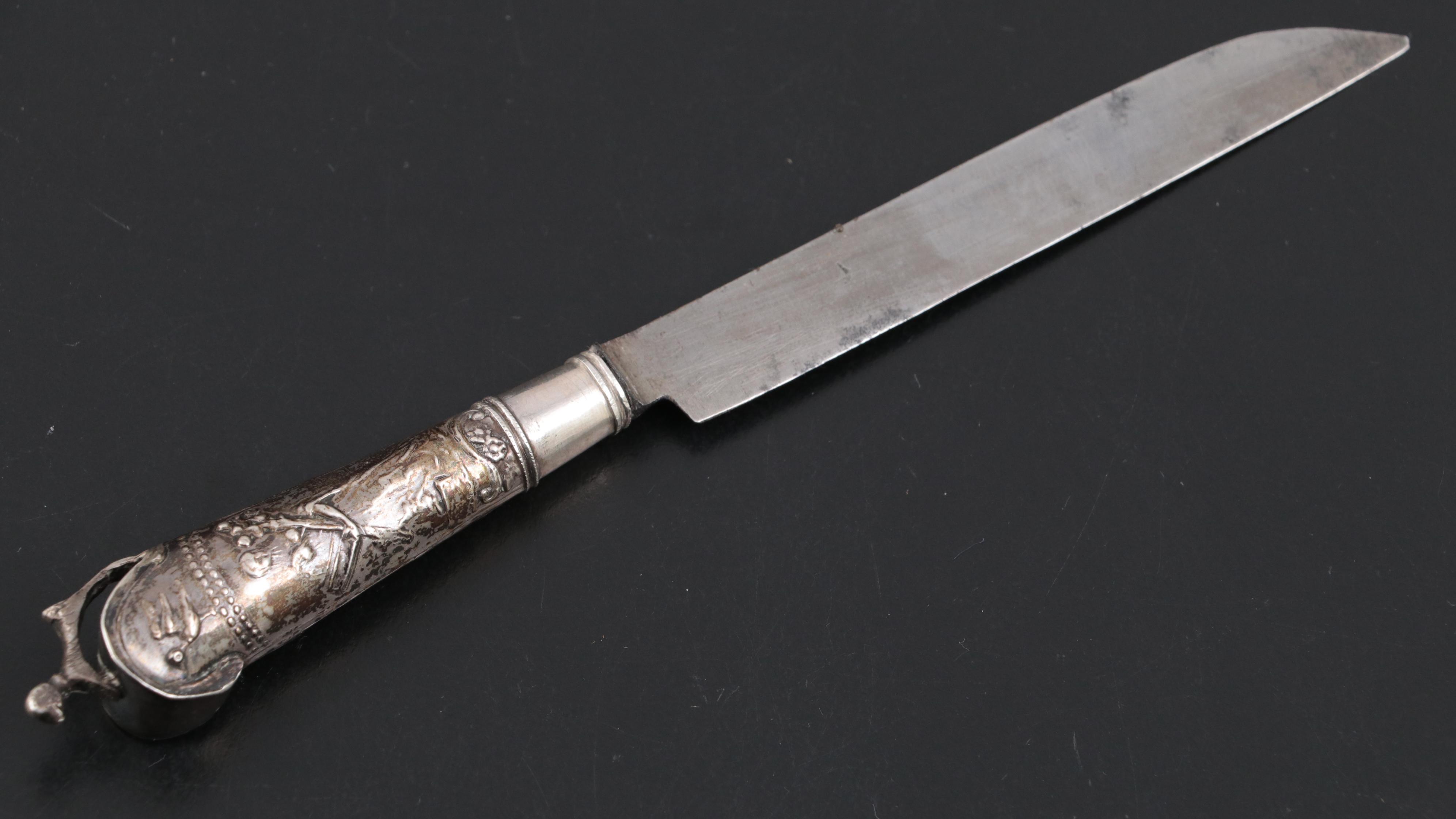 Chinese 800 Silver-Mount Knife in Shagreen Sheath