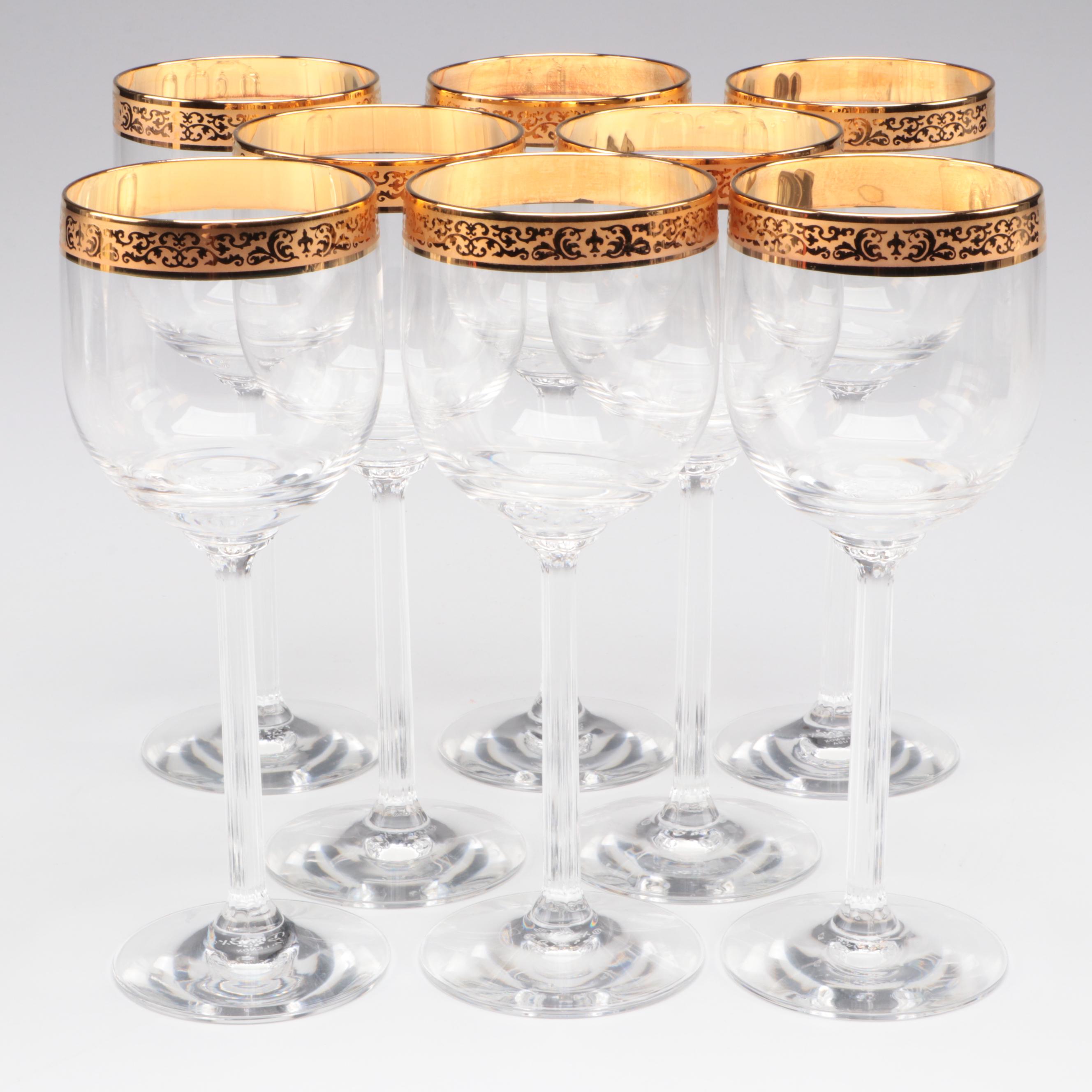Amber Glass Champagne Flutes with Other Wine Glasses
