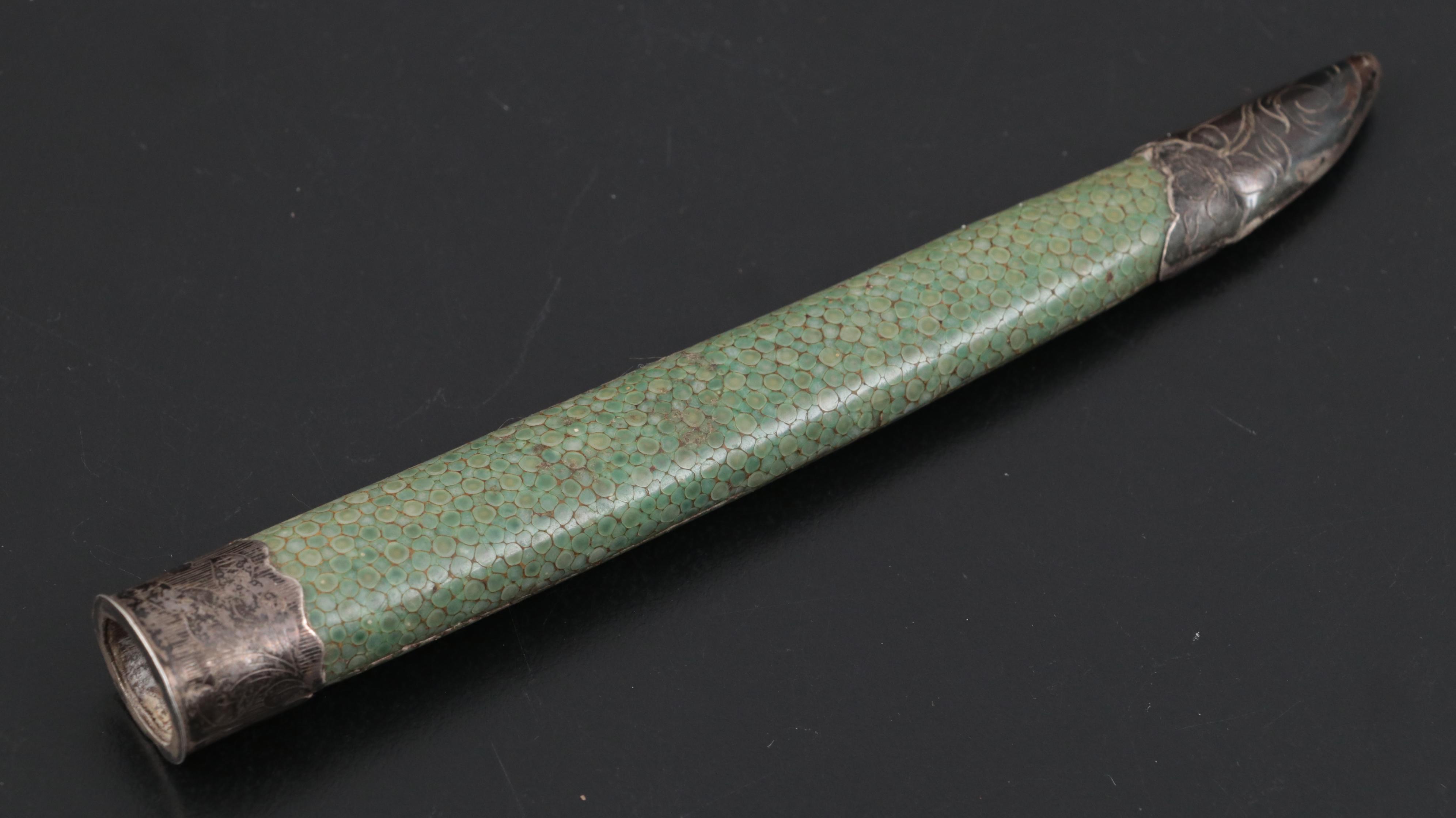Chinese 800 Silver-Mount Knife in Shagreen Sheath