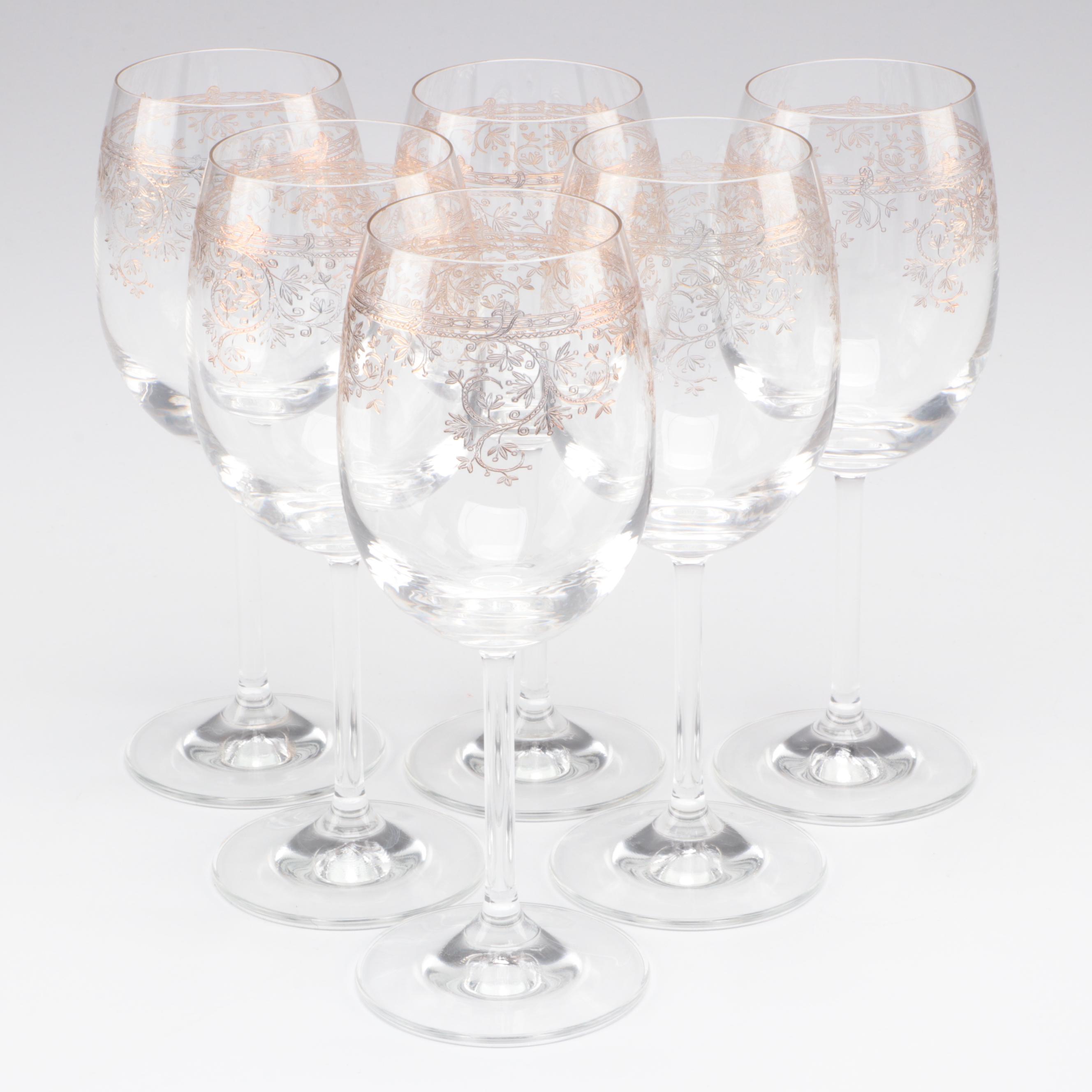 Amber Glass Champagne Flutes with Other Wine Glasses