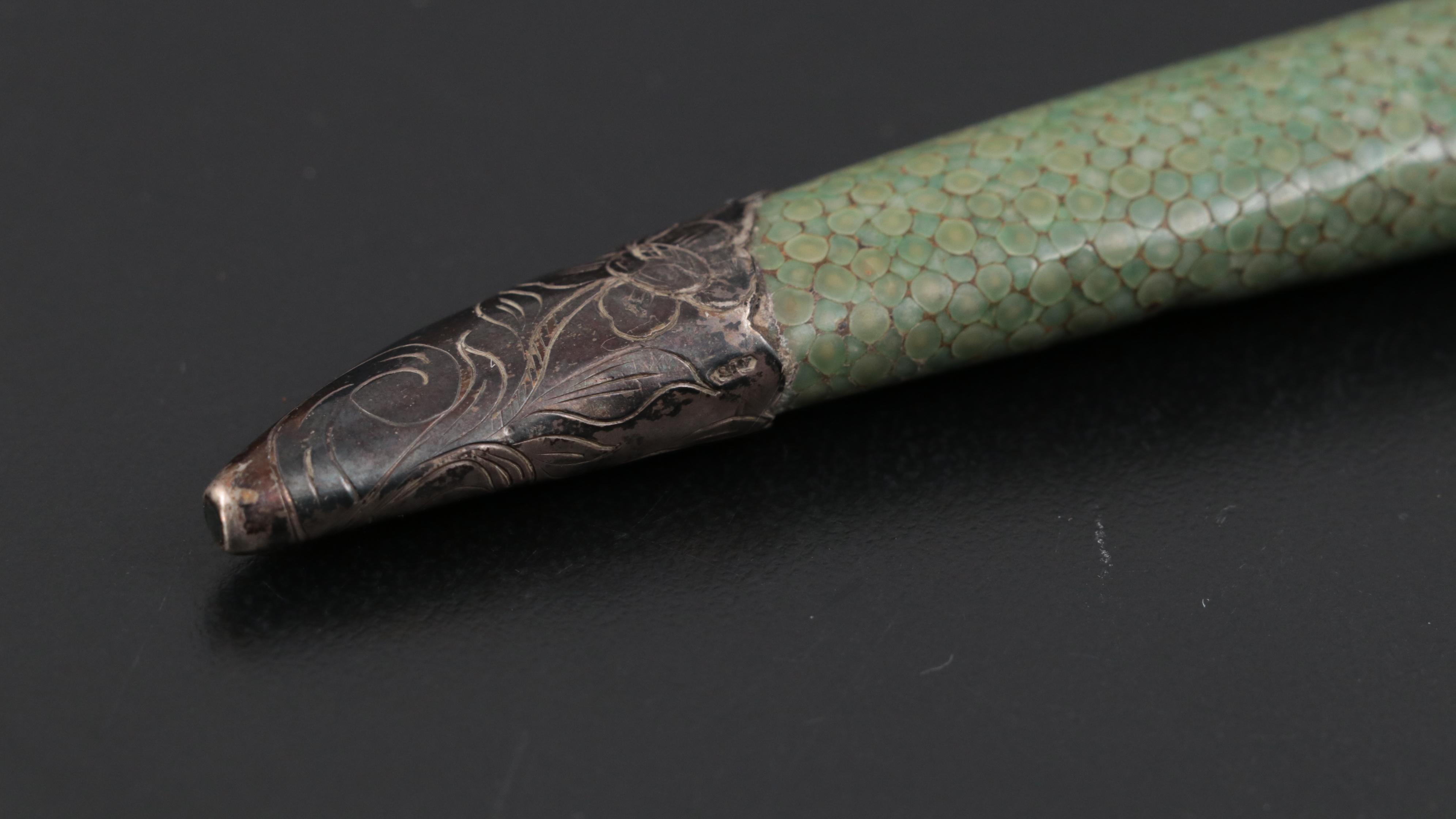 Chinese 800 Silver-Mount Knife in Shagreen Sheath
