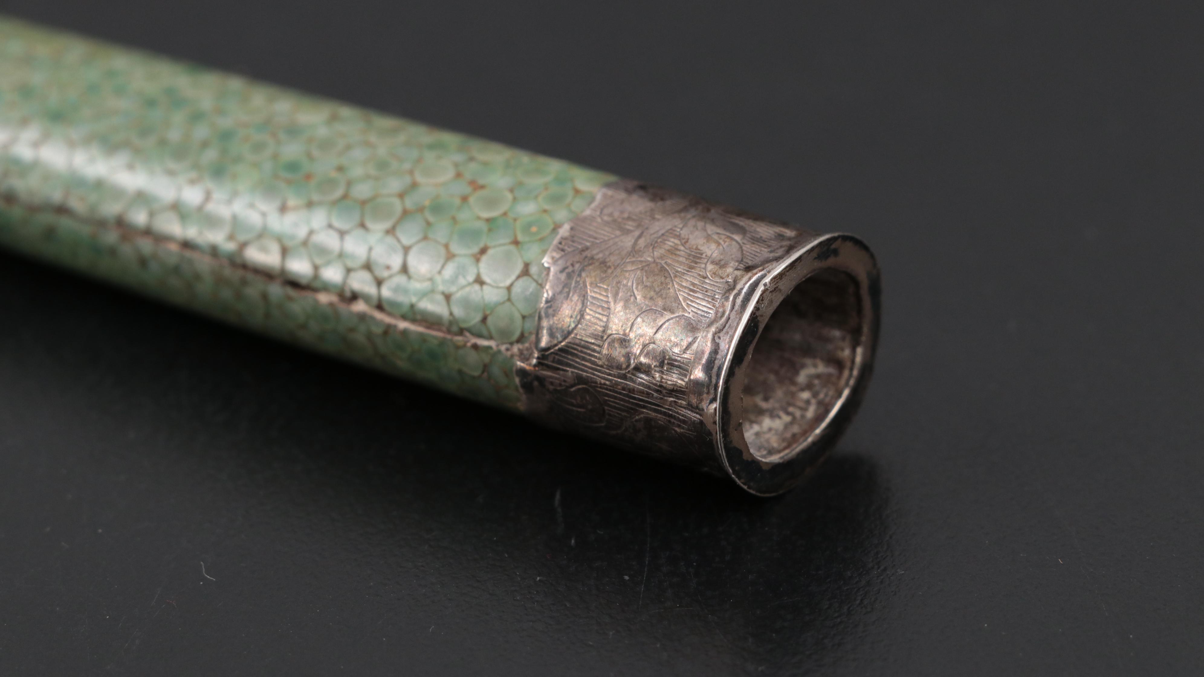 Chinese 800 Silver-Mount Knife in Shagreen Sheath