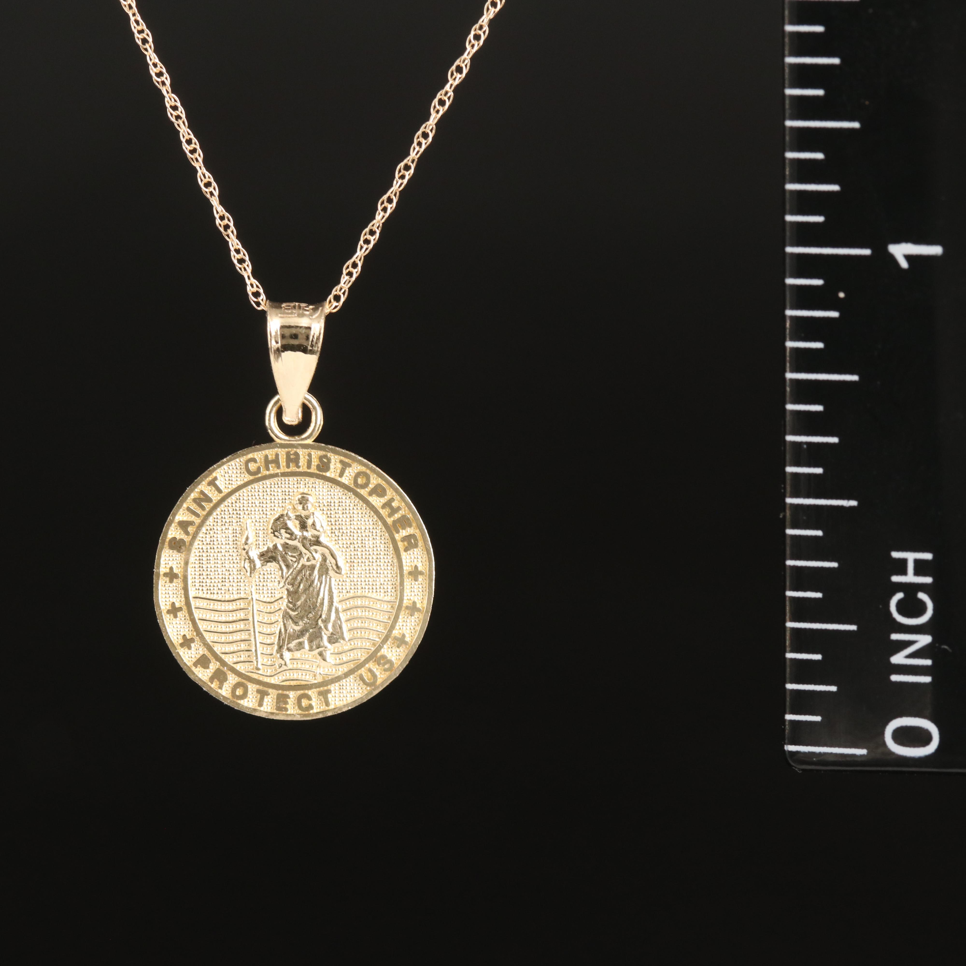 14K Saint Christopher Medallion Necklace