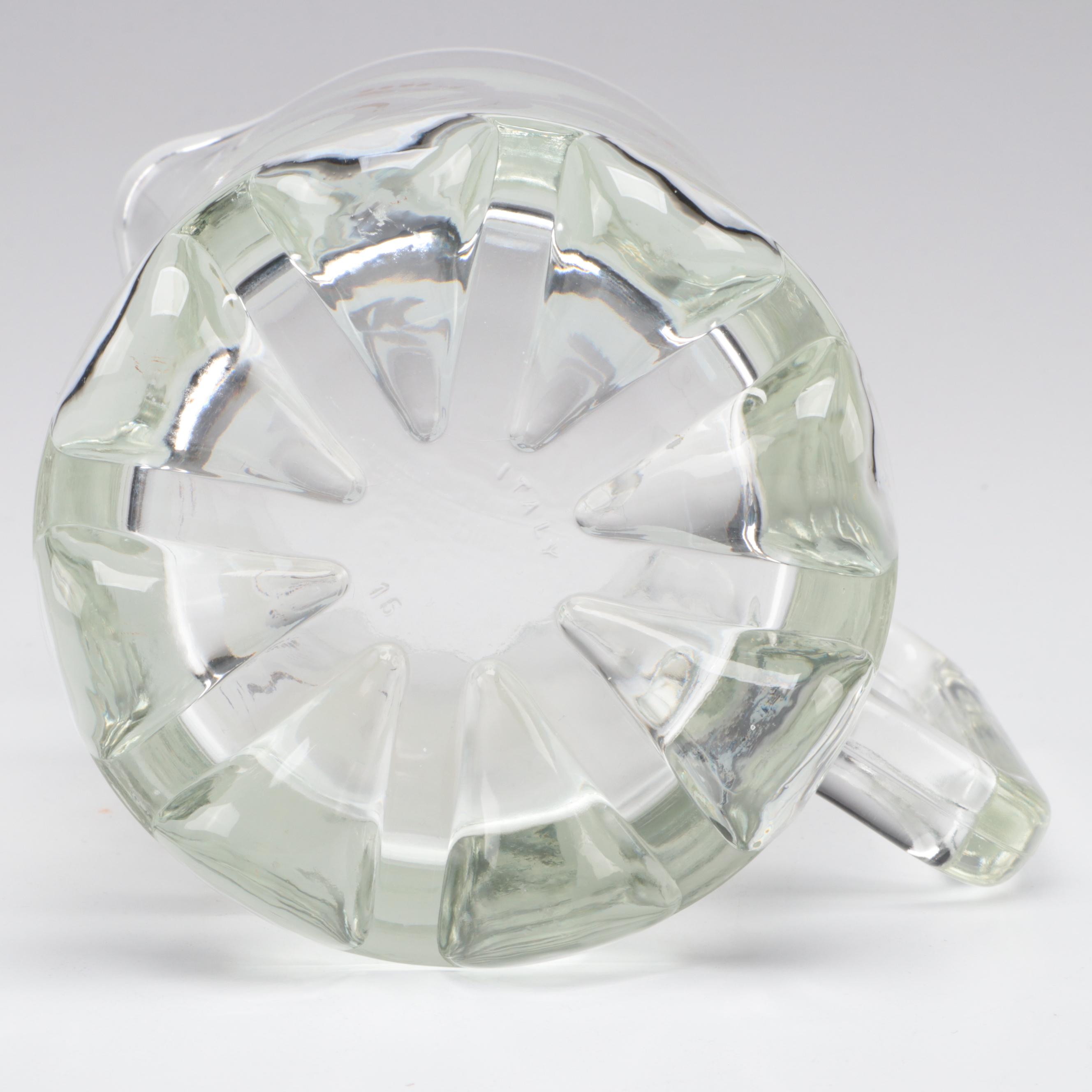 Italian Glass Pitcher with Libbey "Gold Leaves" Glass Tumblers and Cordials