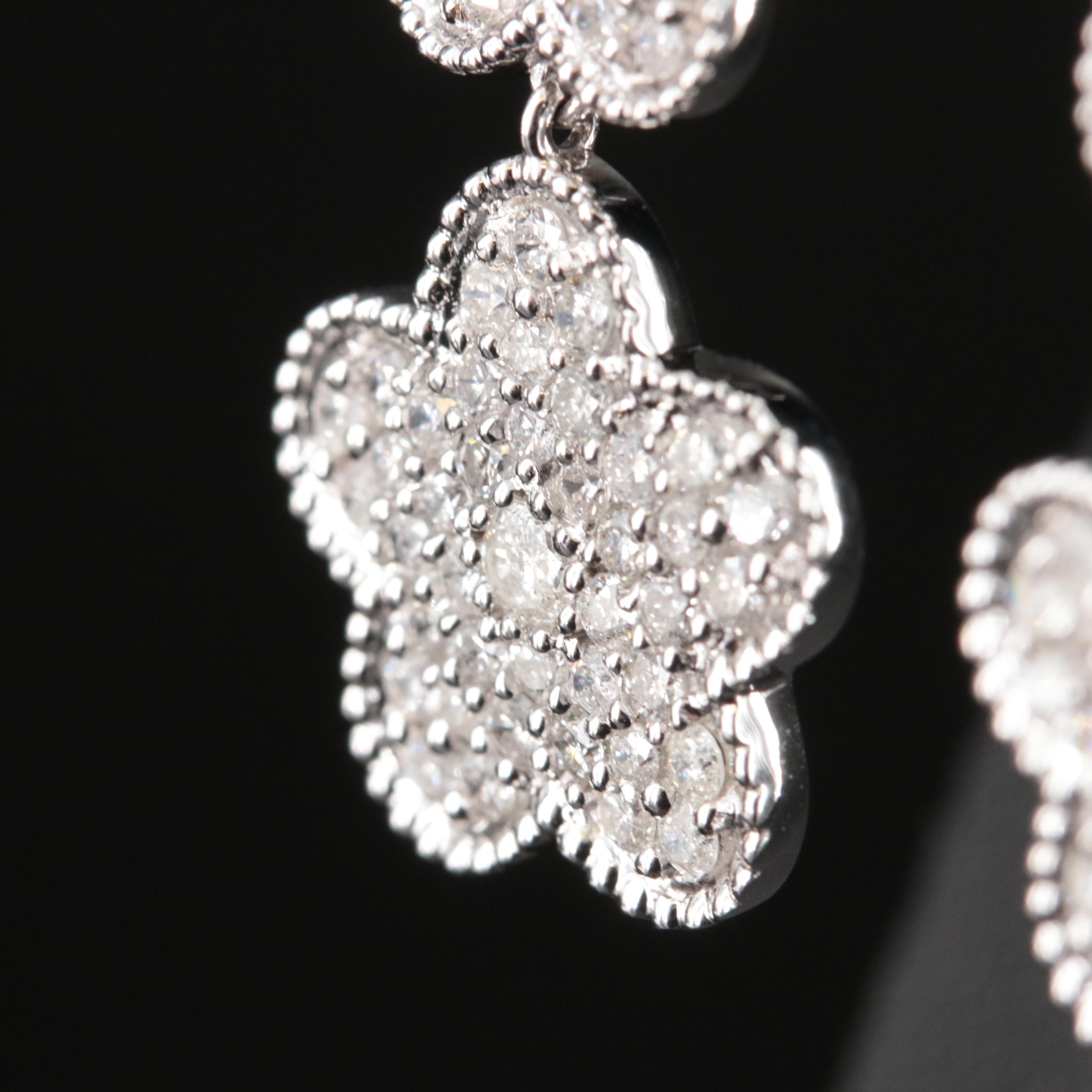 14K 2.61 CTW Diamond Triple Flower Earrings