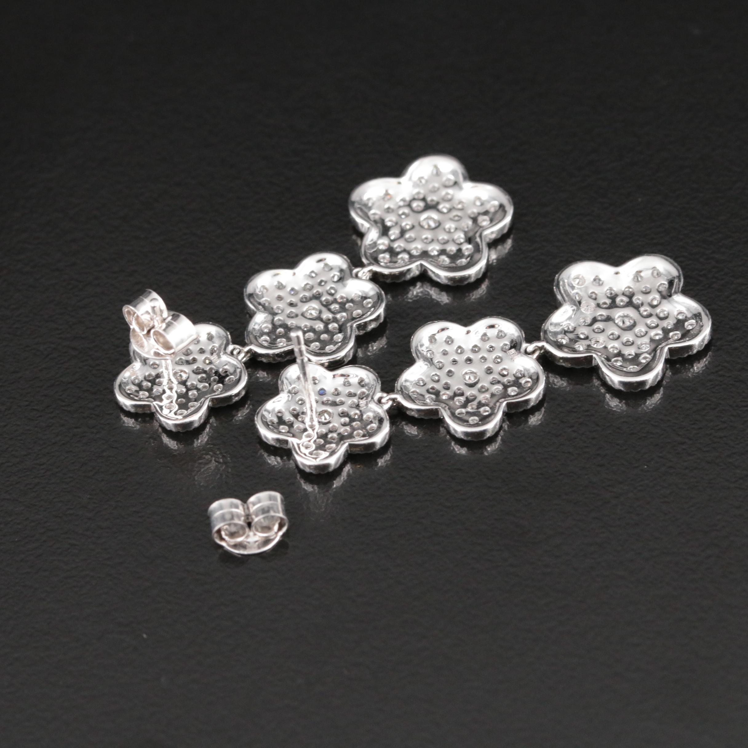 14K 2.61 CTW Diamond Triple Flower Earrings