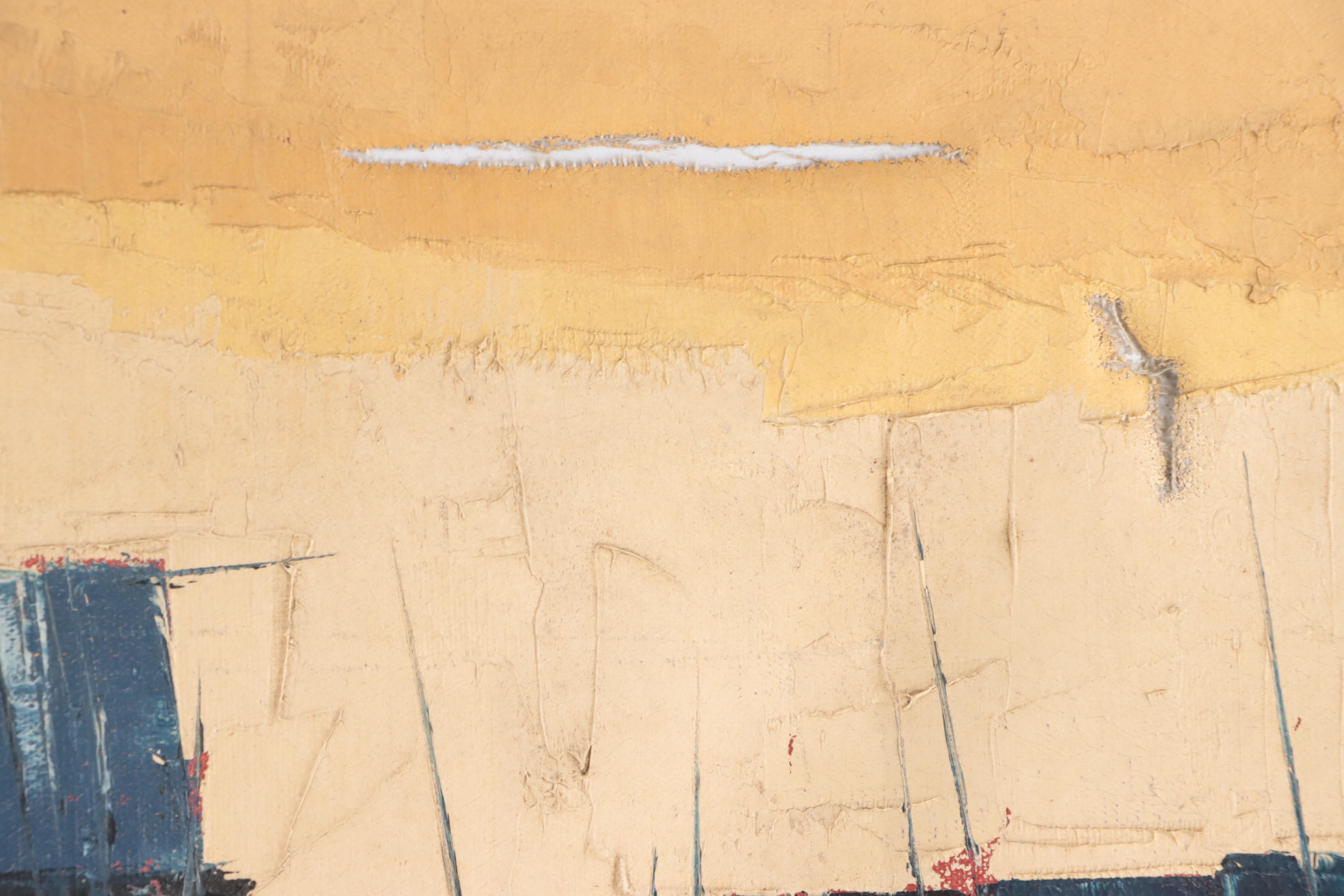 Philip Hicken Abstract Harbor Scene Oil Painting