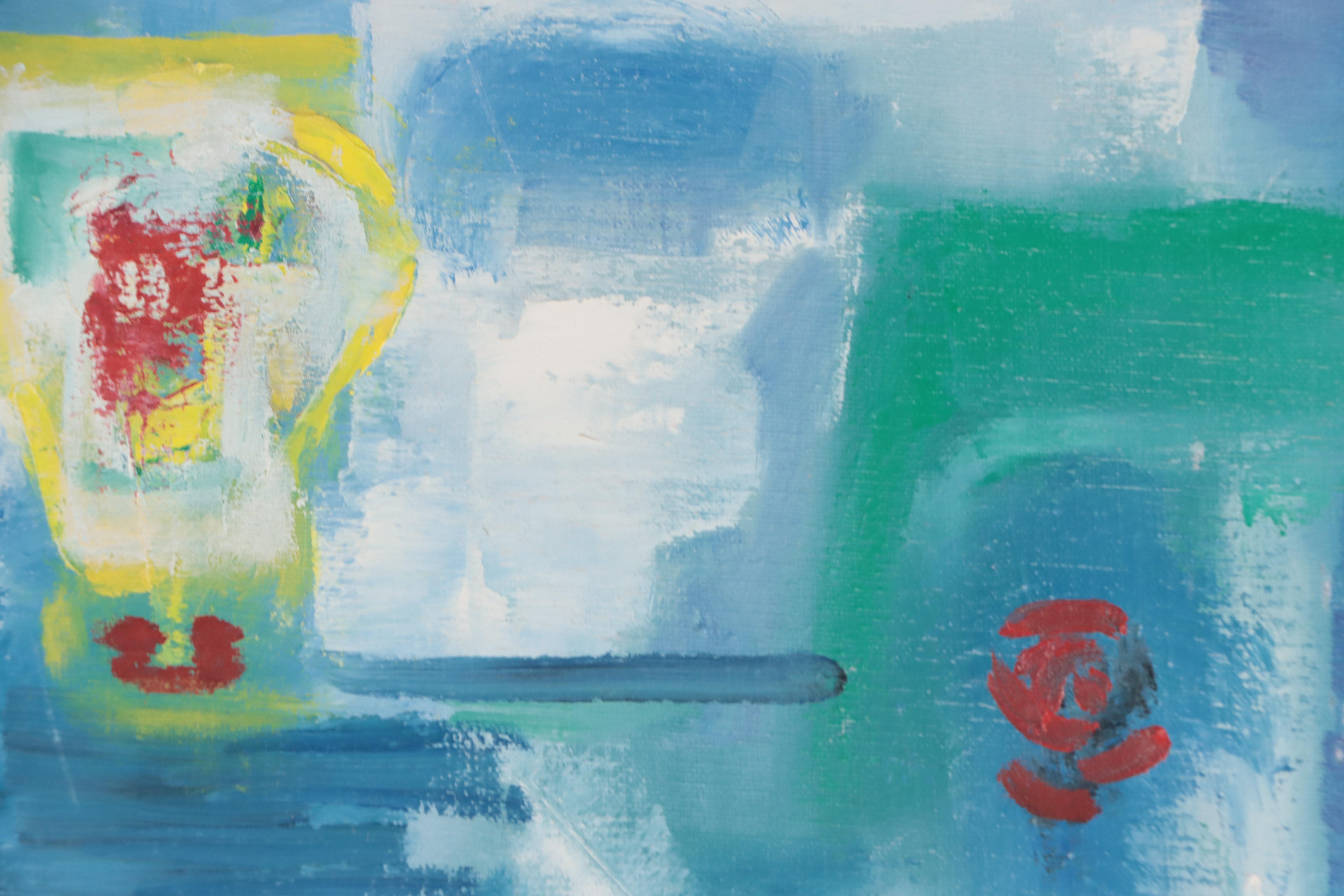 Christine Opolos Non-Objective Oil Painting, Mid-20th Century