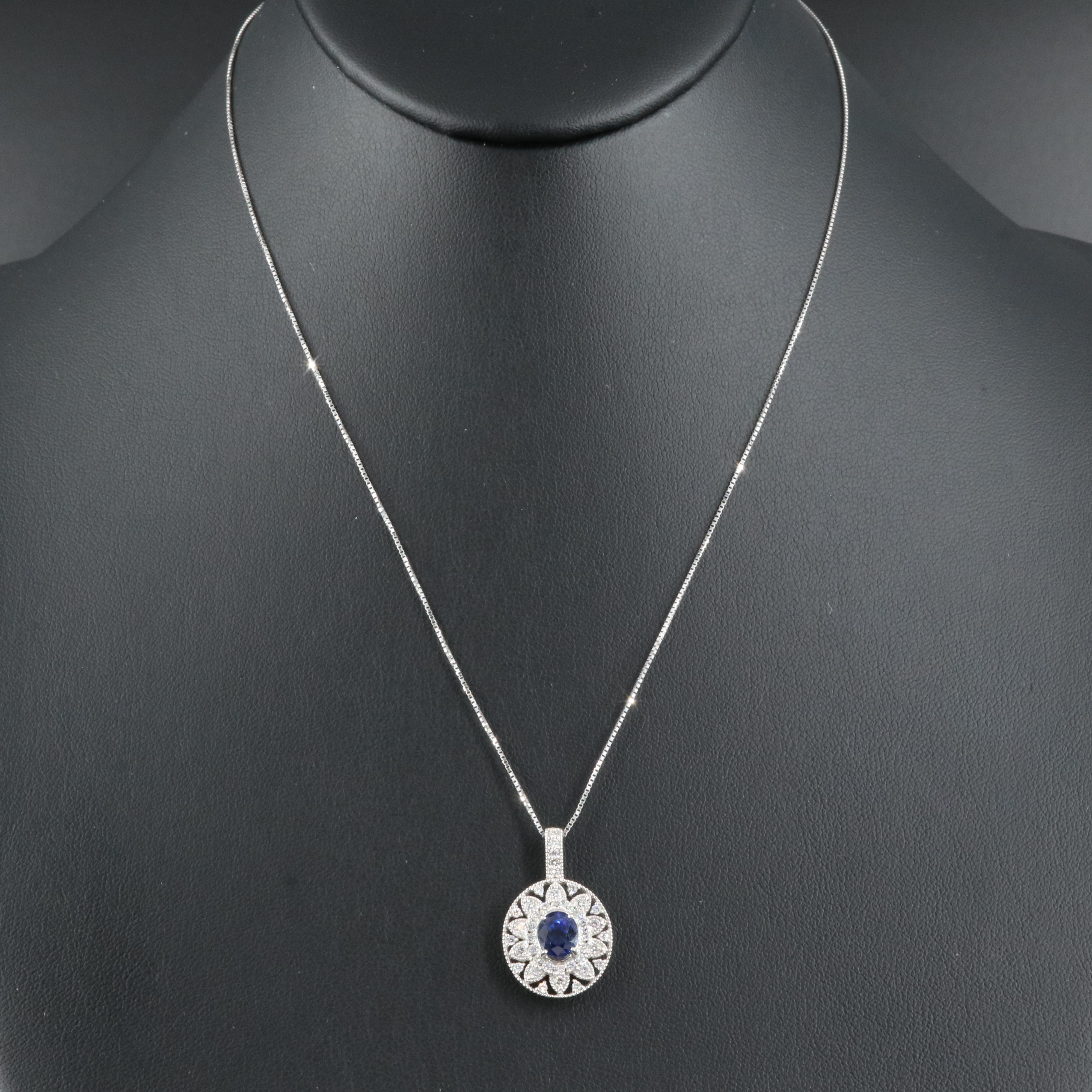 Platinum 1.64 CT Ceylon Sapphire and Diamond Pendant Necklace with GIA Report