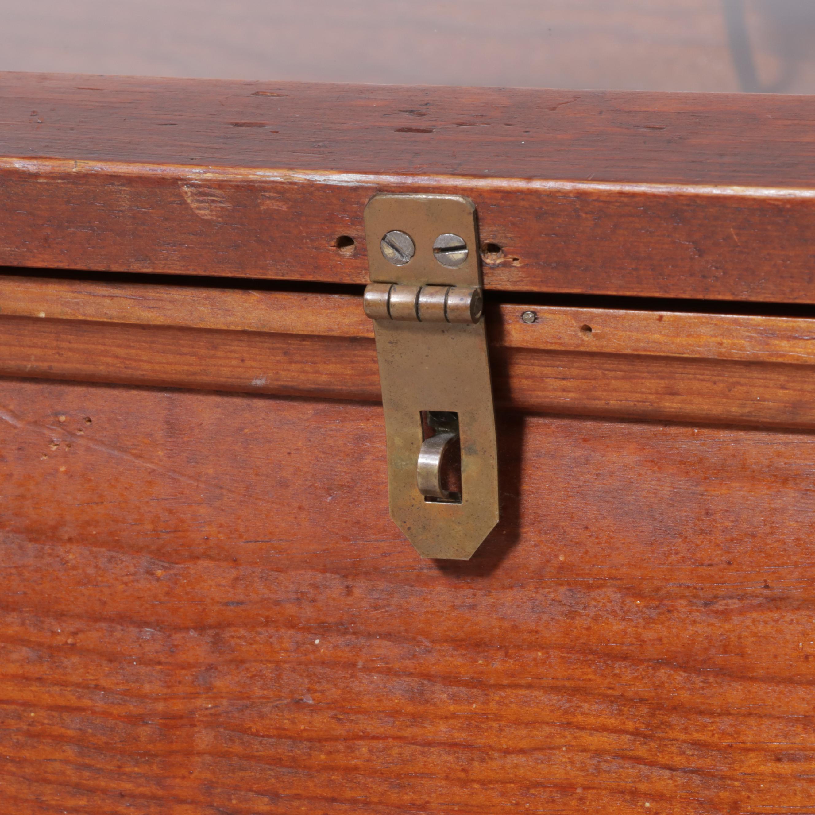 American Primitive Pine and Glass Lift-Top Display Cabinet, Early 20th Century