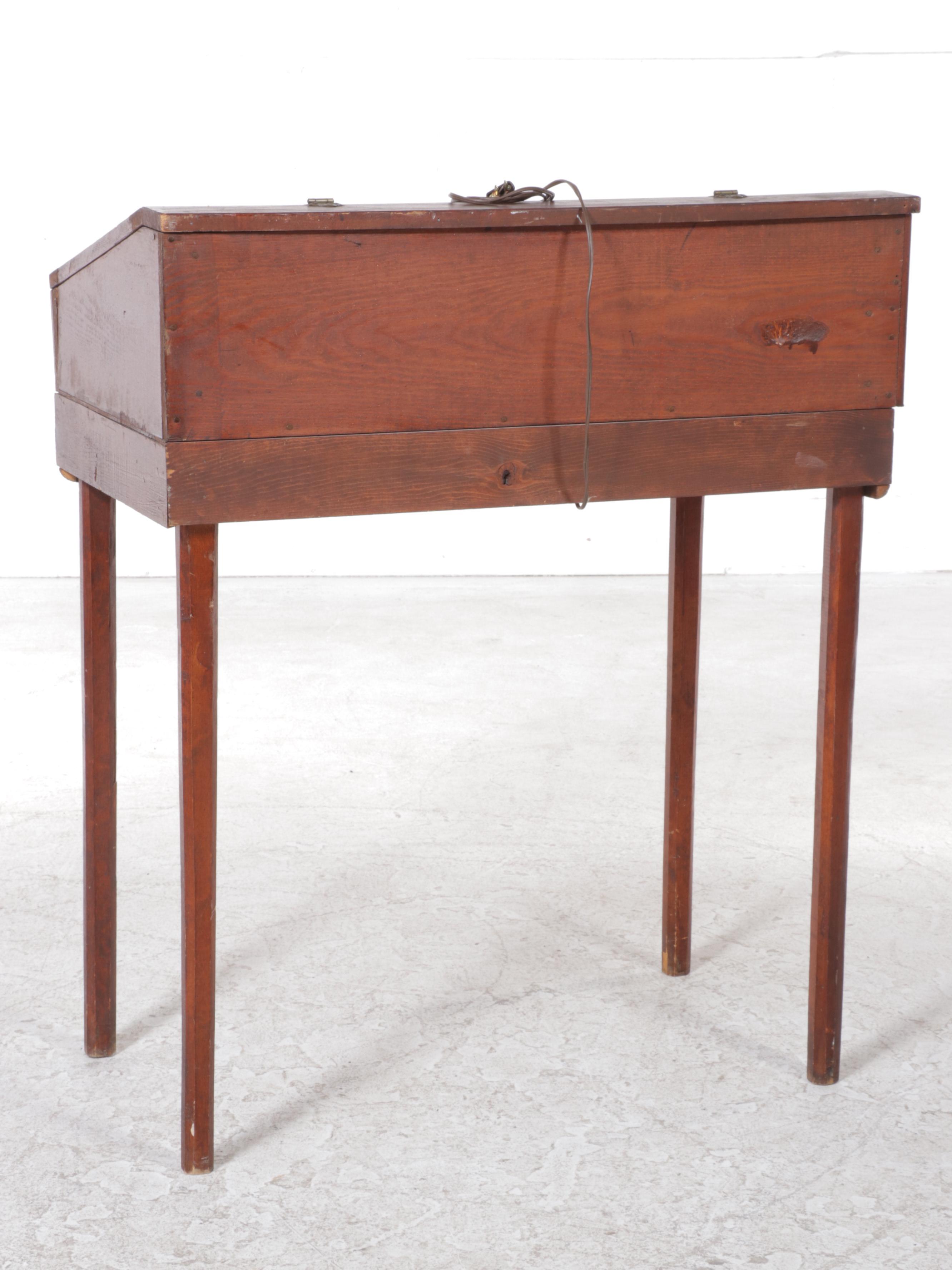 American Primitive Pine and Glass Lift-Top Display Cabinet, Early 20th Century