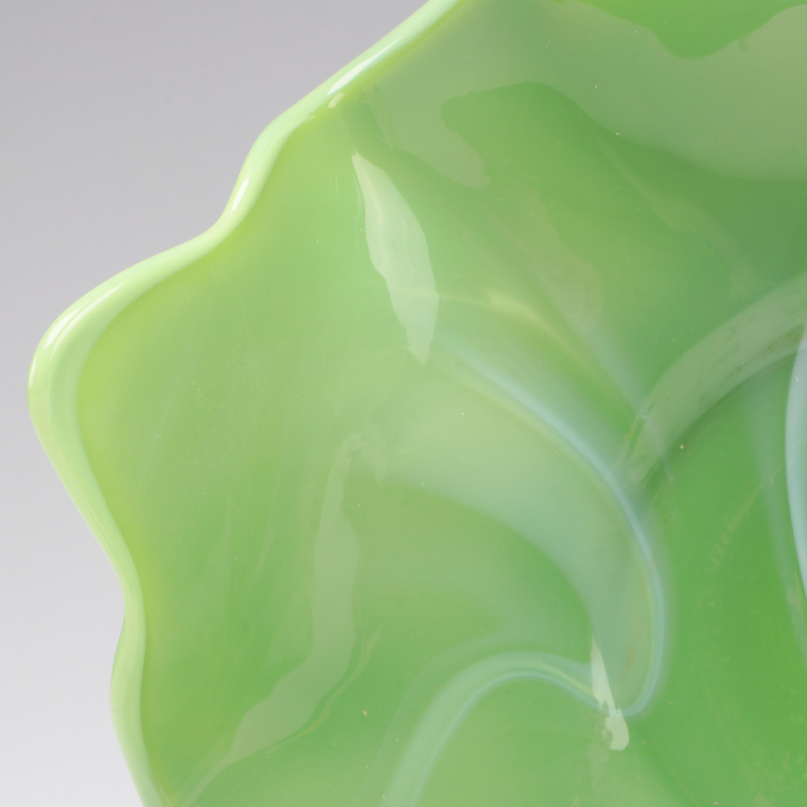 Westmoreland Slag Glass Handkerchief With Jim Beam Slag Glass Liquor Bottle