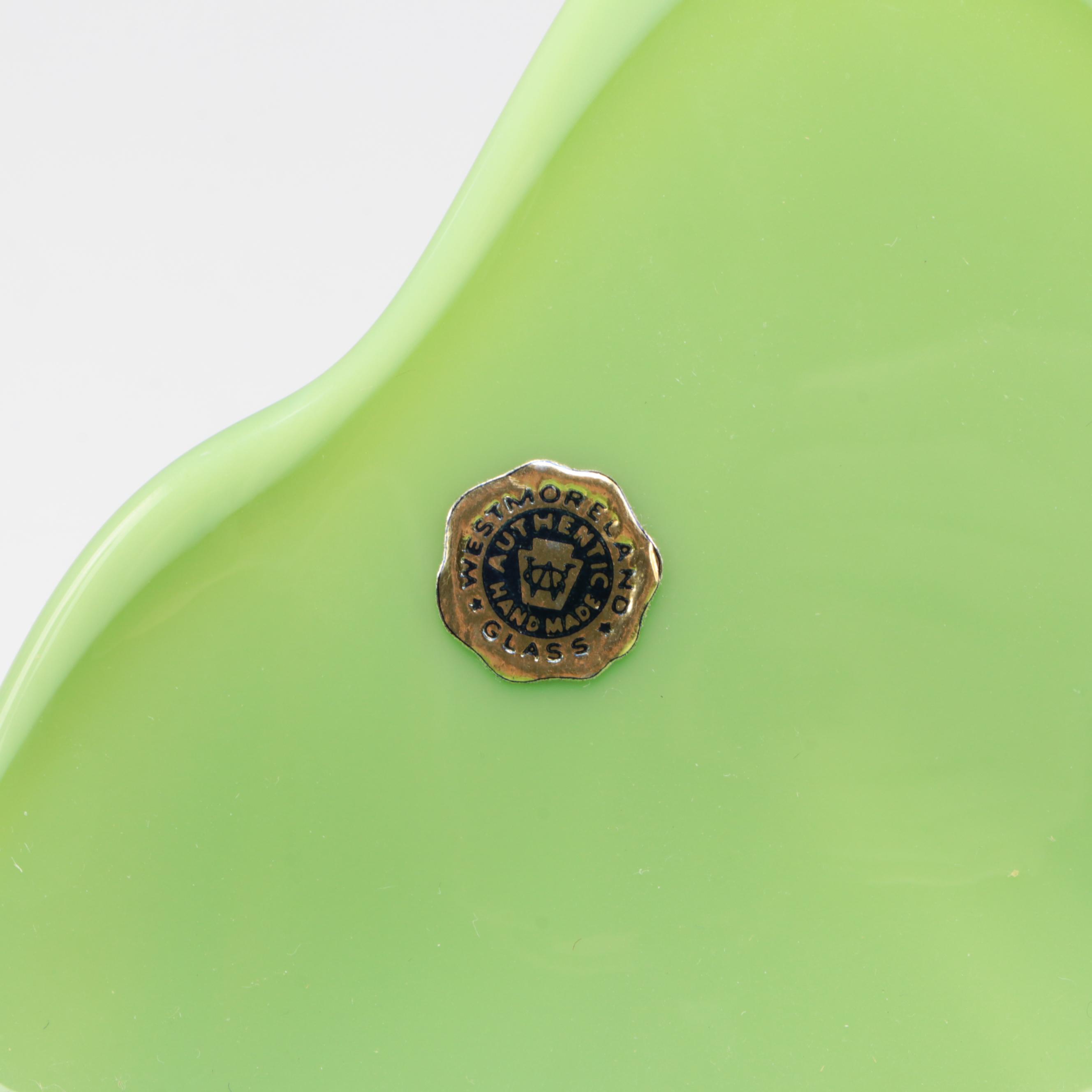 Westmoreland Slag Glass Handkerchief With Jim Beam Slag Glass Liquor Bottle