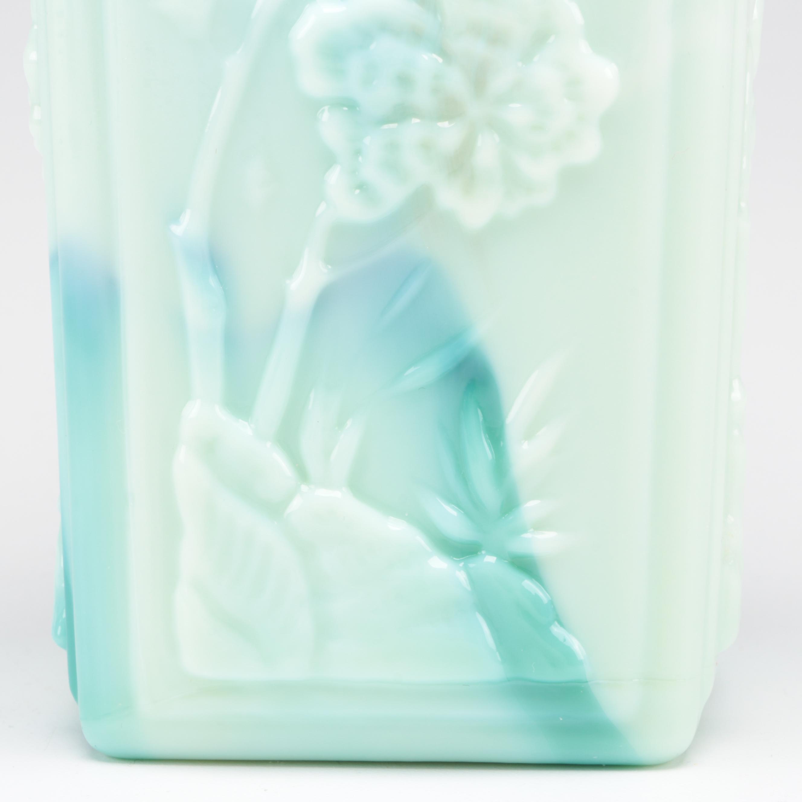 Westmoreland Slag Glass Handkerchief With Jim Beam Slag Glass Liquor Bottle