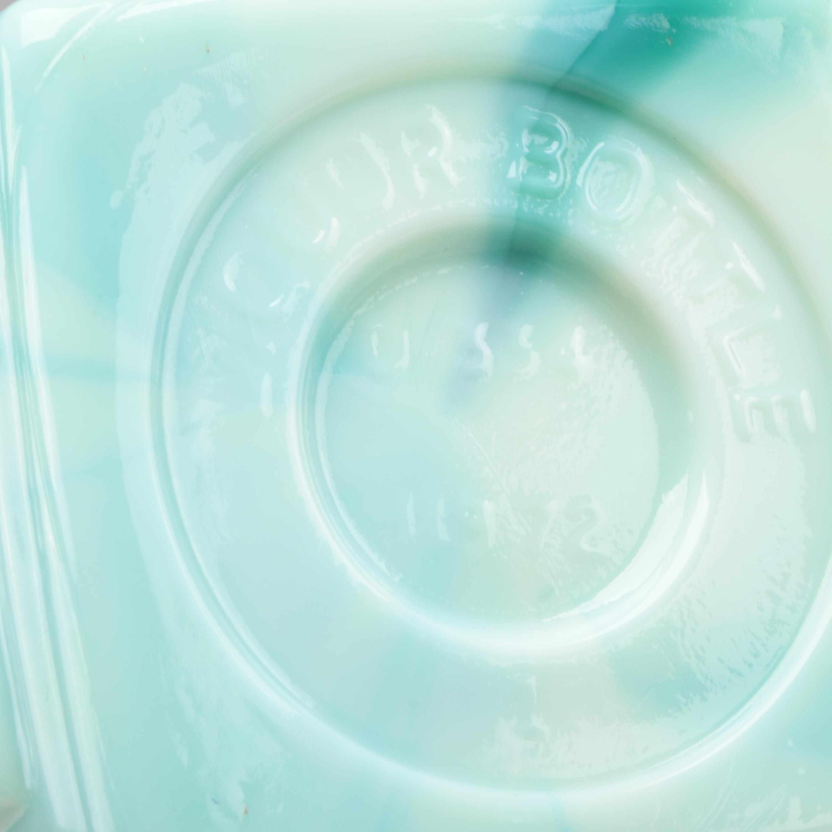 Westmoreland Slag Glass Handkerchief With Jim Beam Slag Glass Liquor Bottle