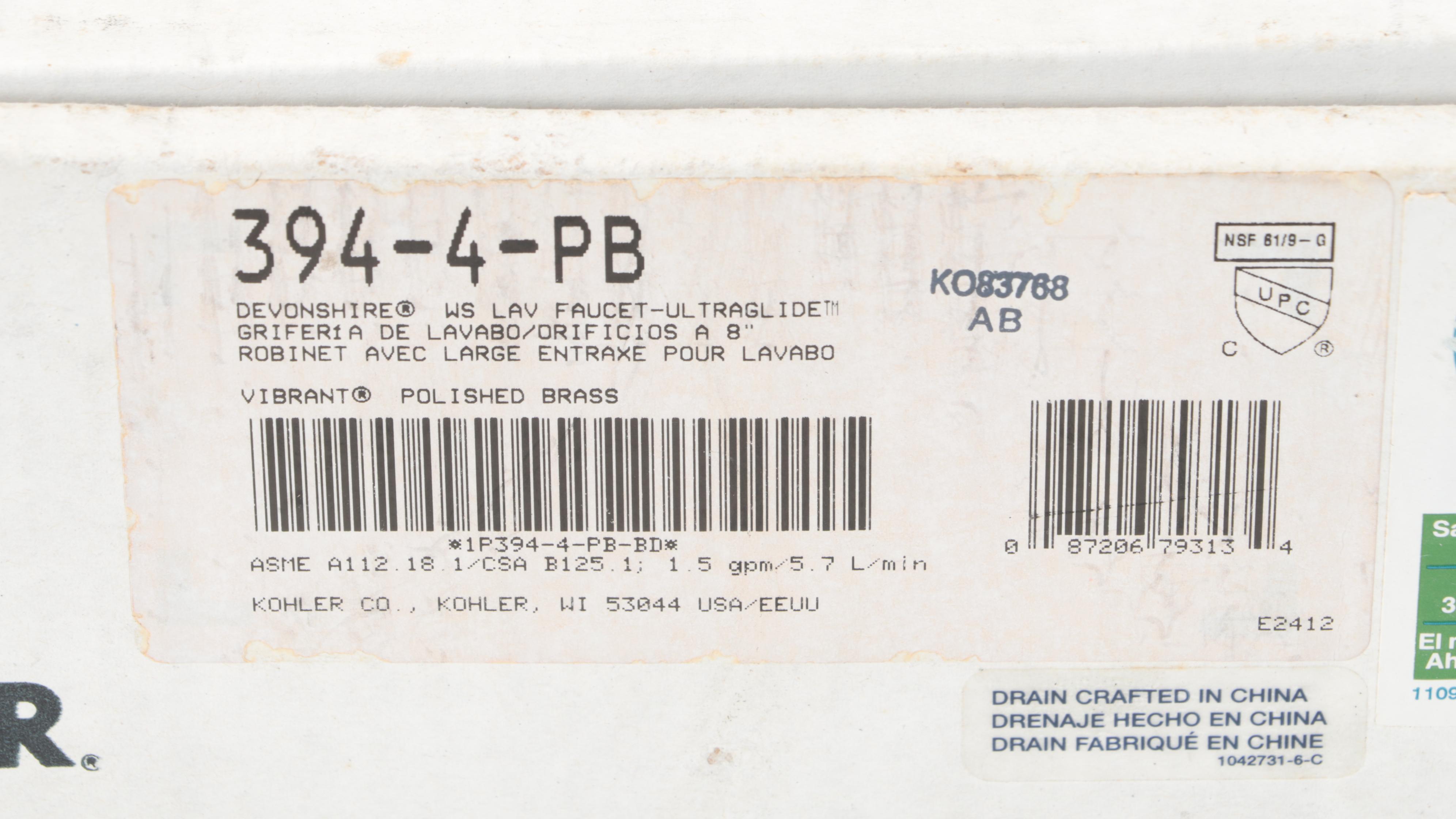 Kohler Devonshire Polished Brass Lavatory Faucet