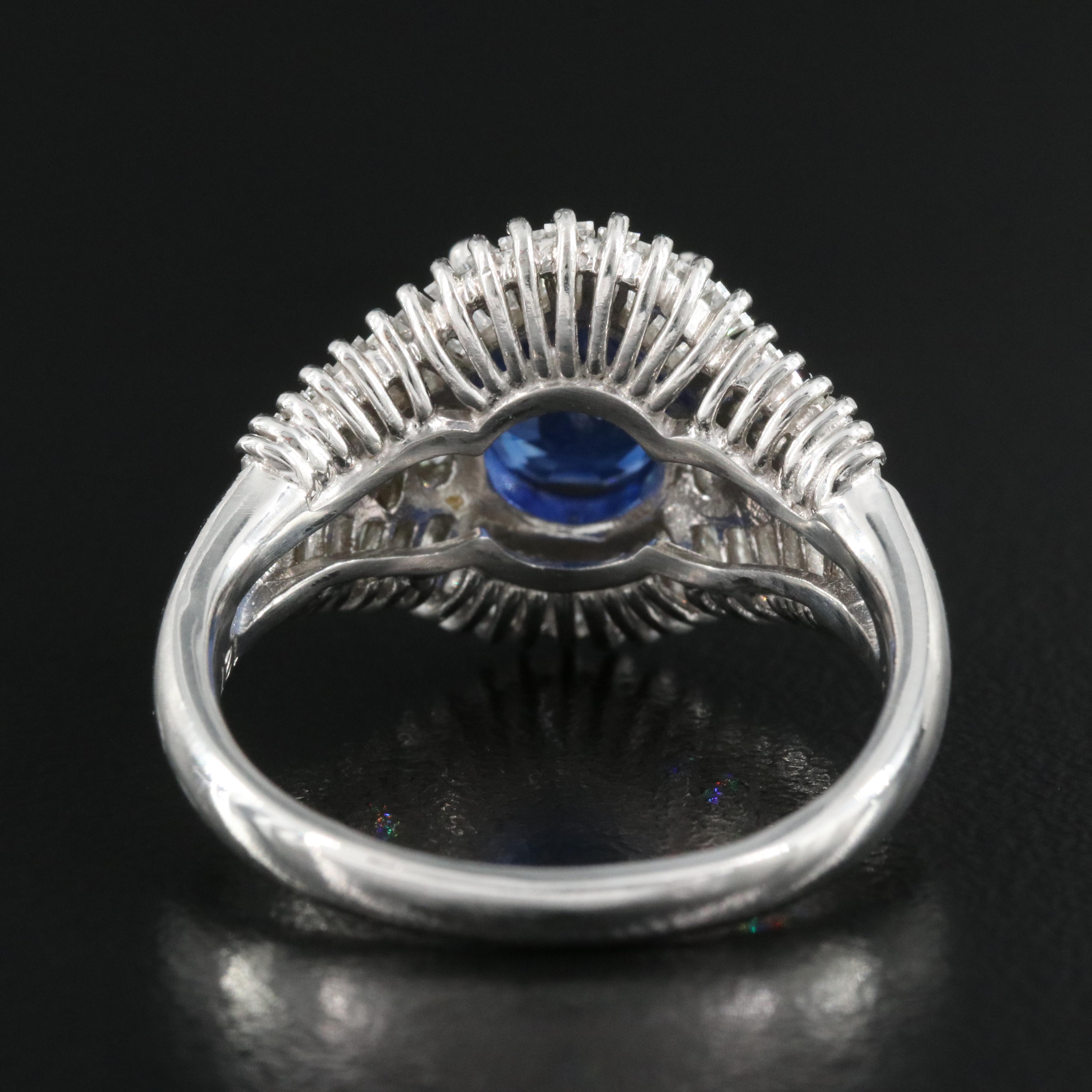 Platinum 2.33 CT Ceylon Sapphire and 1.27 CTW Diamond Ring with GIA Report