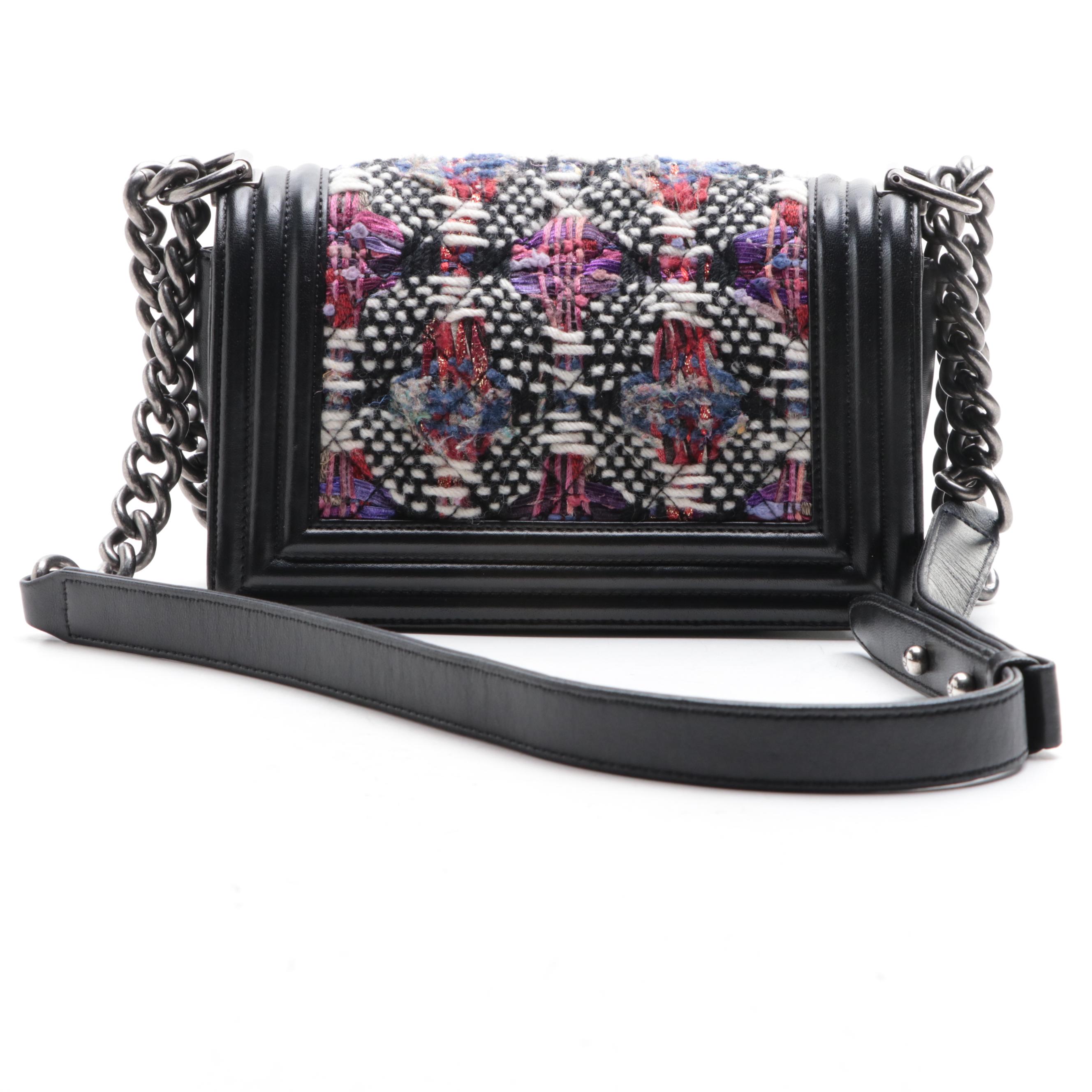 Chanel Small Boy Flap Bag in Quilted Tweed and Lambskin Leather