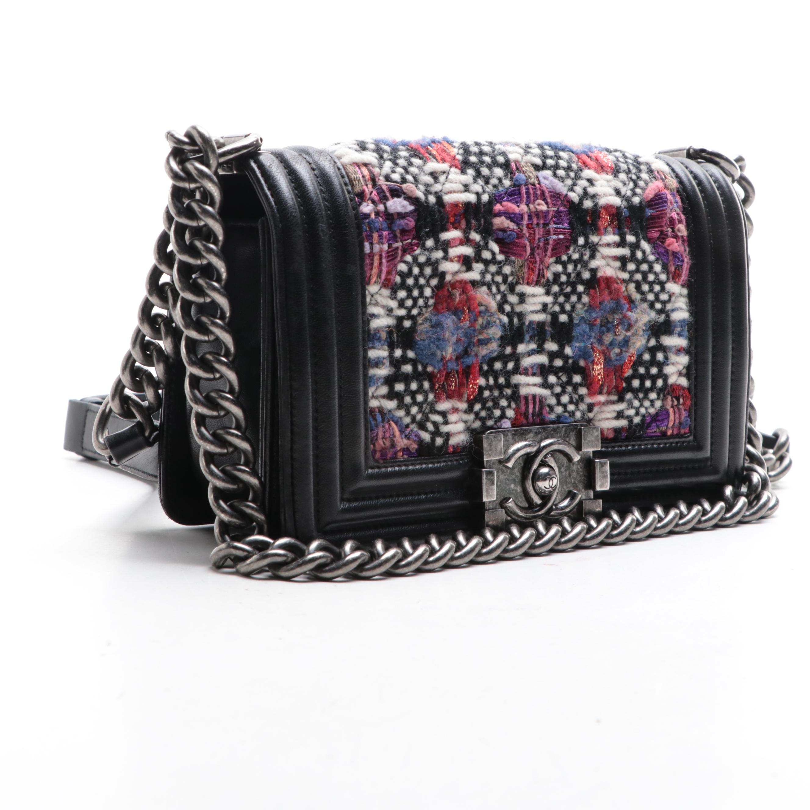 Chanel Small Boy Flap Bag in Quilted Tweed and Lambskin Leather