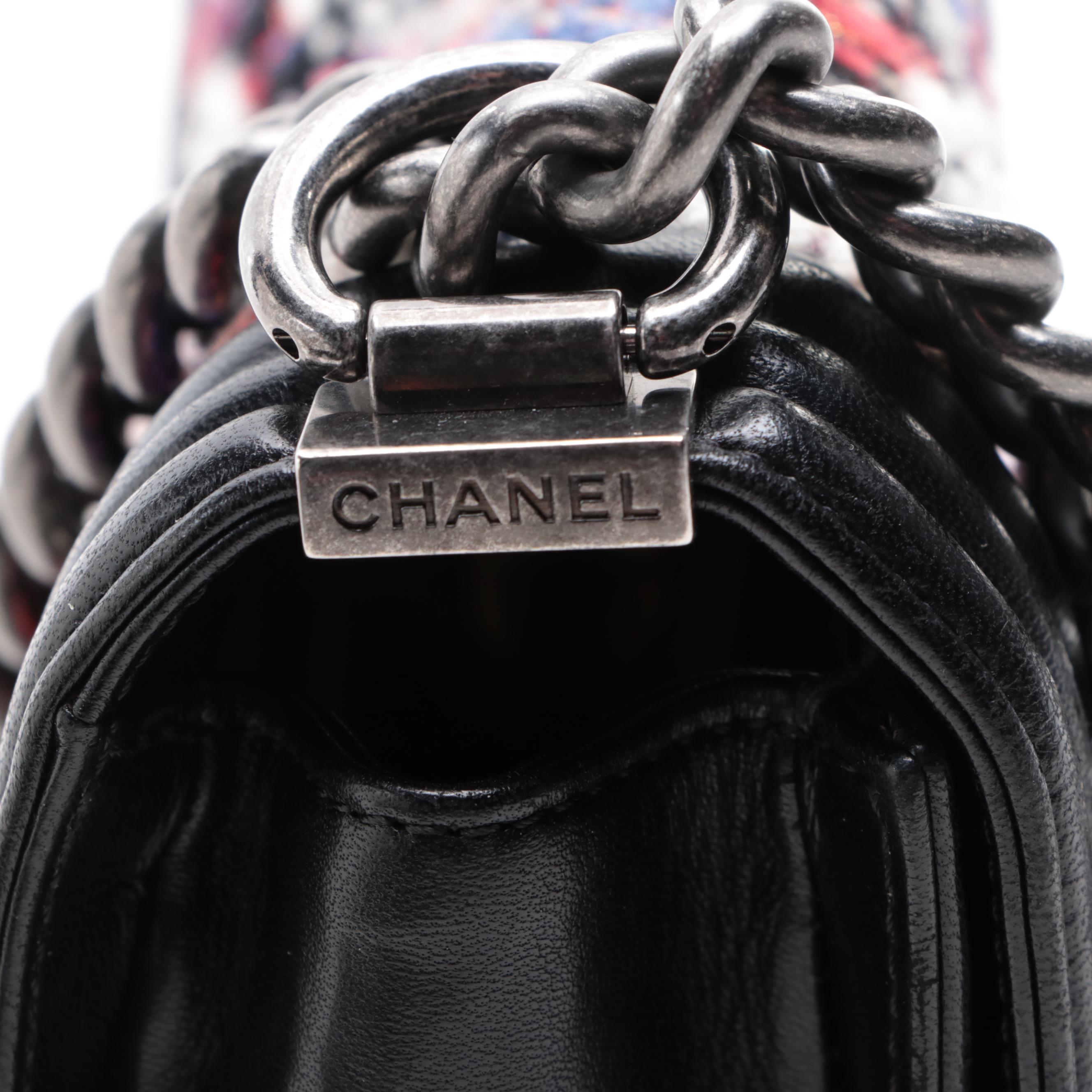 Chanel Small Boy Flap Bag in Quilted Tweed and Lambskin Leather