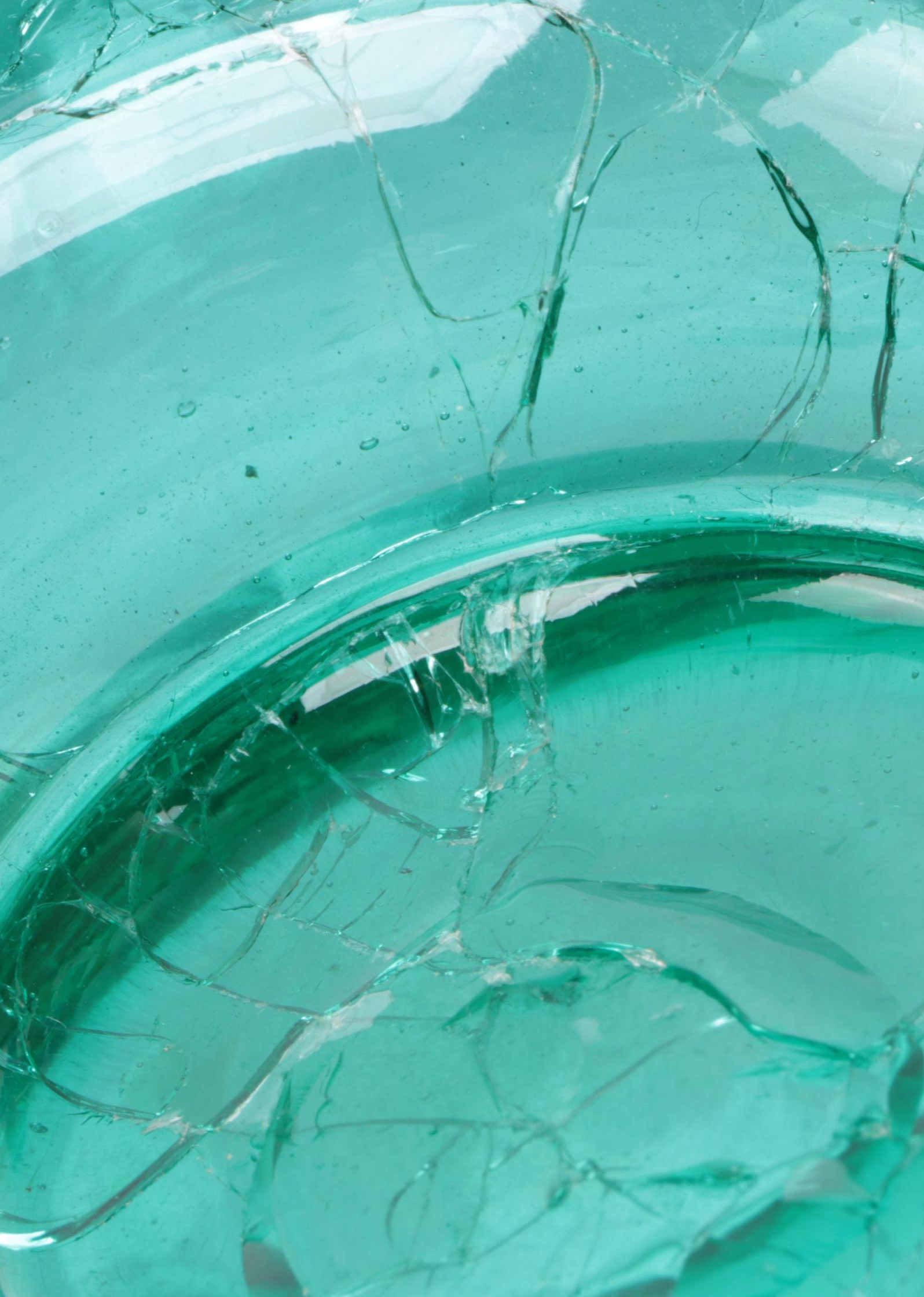 Crackle Colored Glass Pitchers, Mid to Late 20th Century