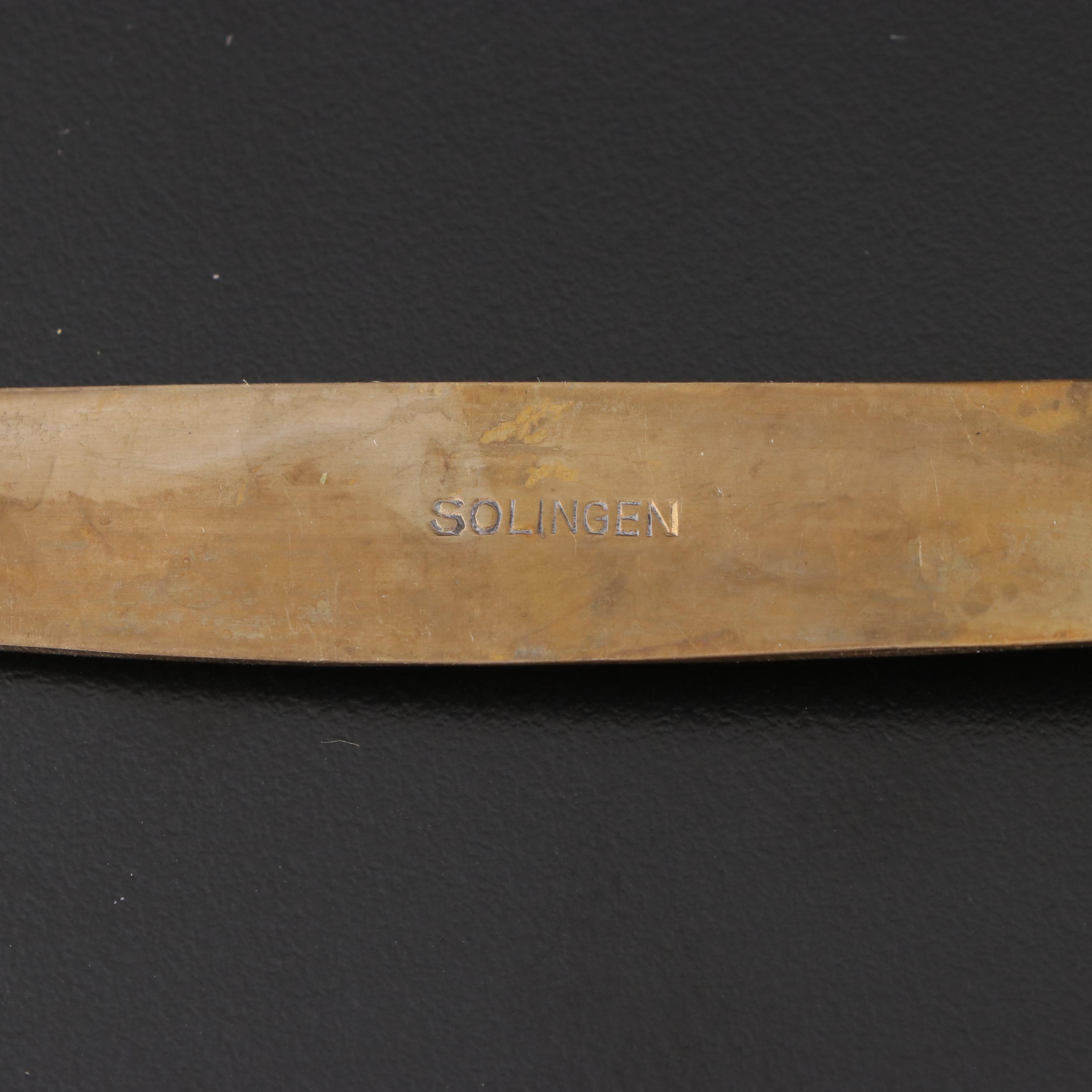 German 800 Silver Handled Gold Washed Dessert Set