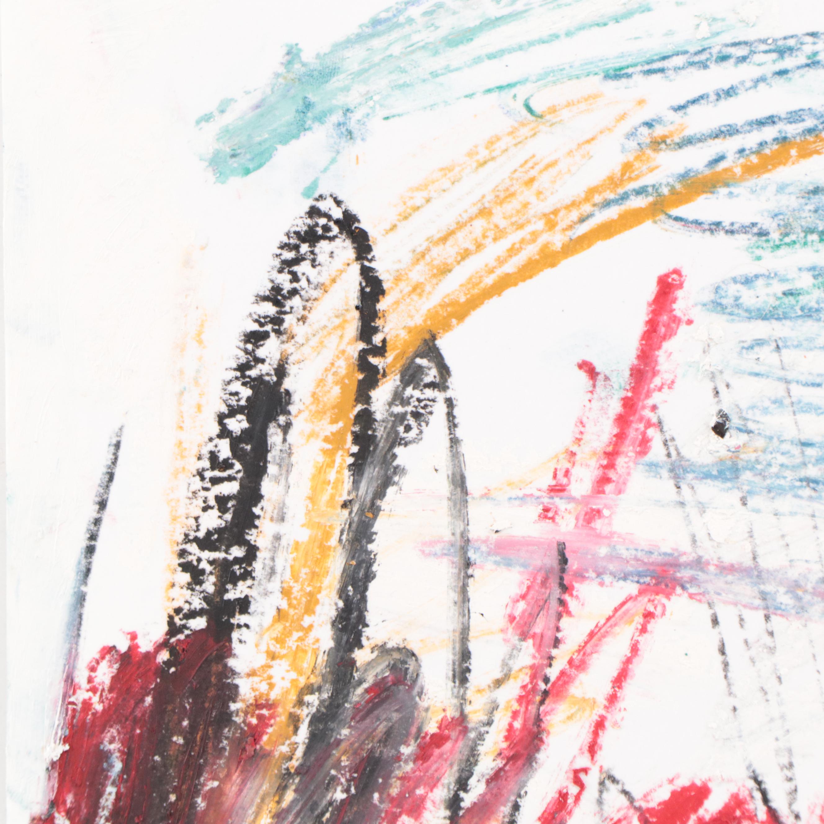 Rhee Lightner Oil Pastel Drawing "Red Dawn," 2022