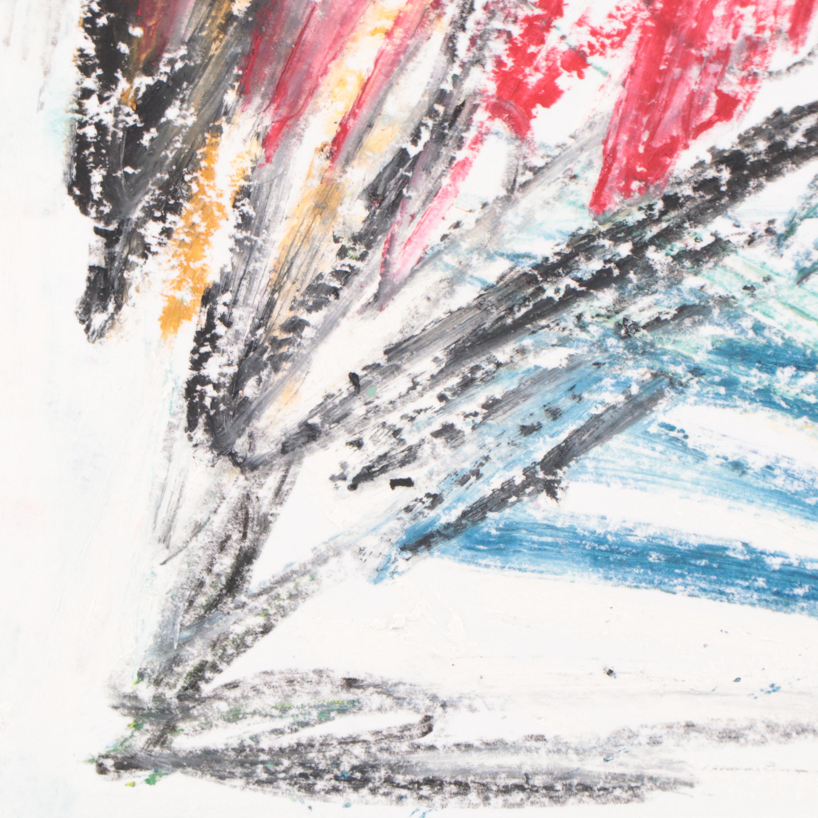 Rhee Lightner Oil Pastel Drawing "Red Dawn," 2022