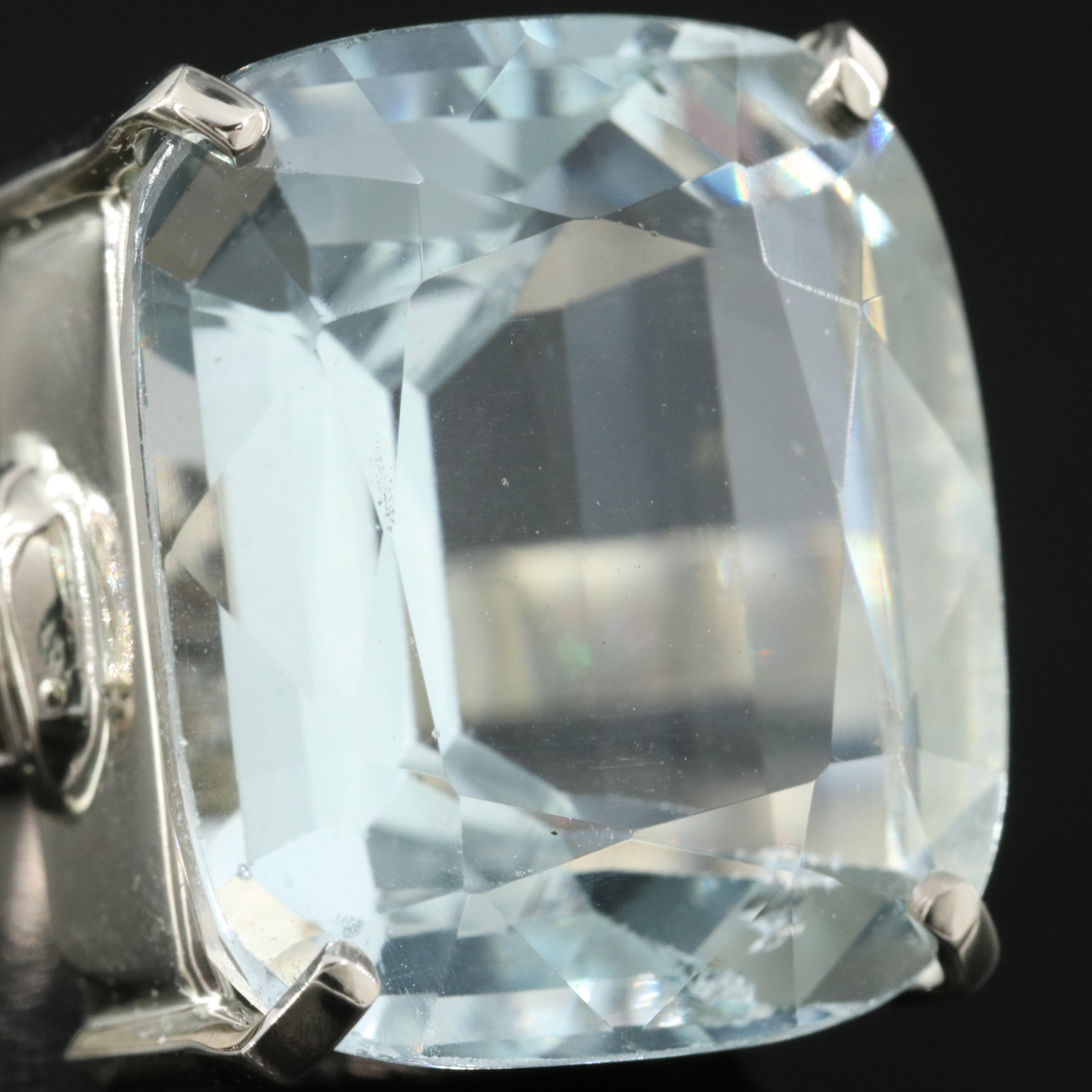 14K 23.60 CT Aquamarine and Diamond Ring
