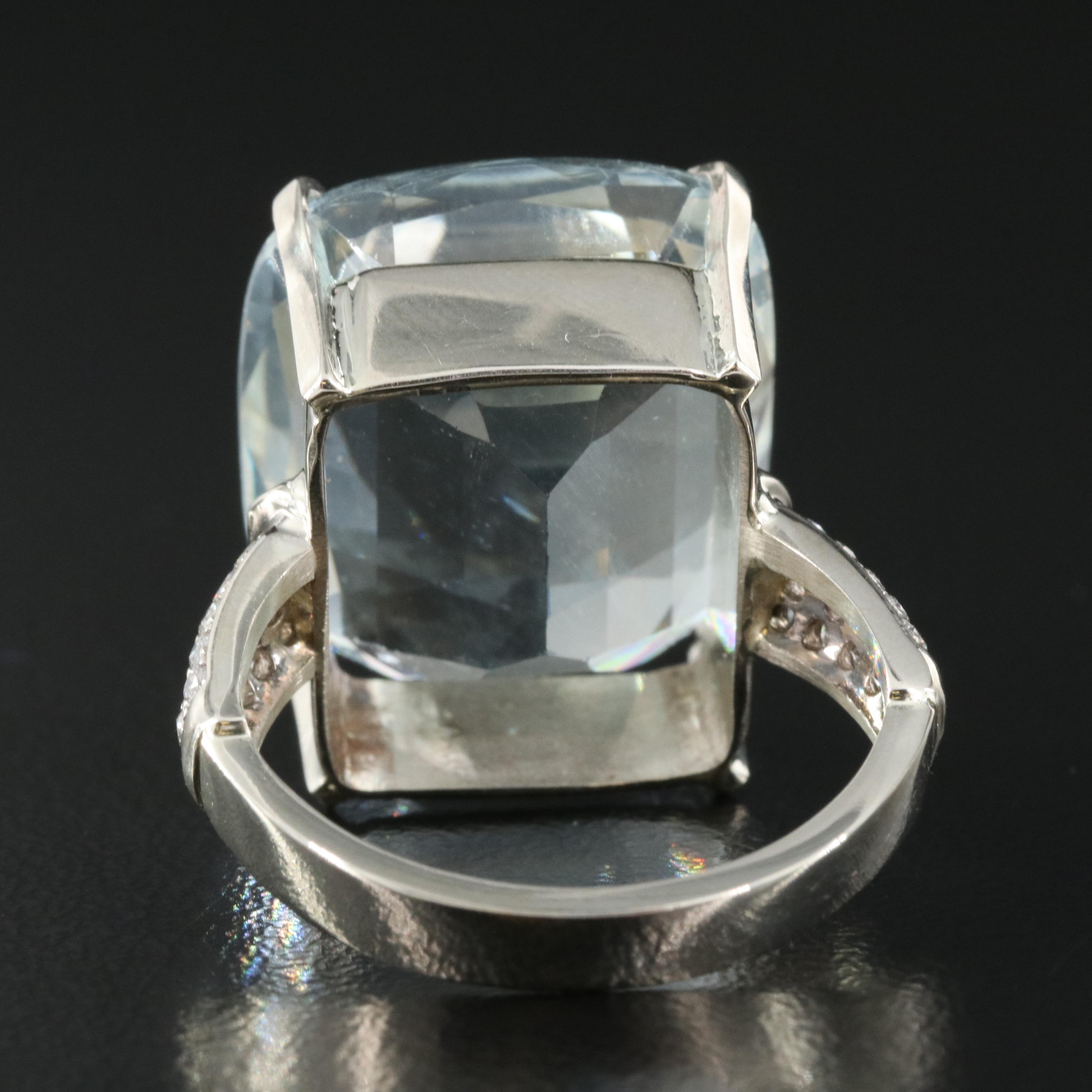 14K 23.60 CT Aquamarine and Diamond Ring