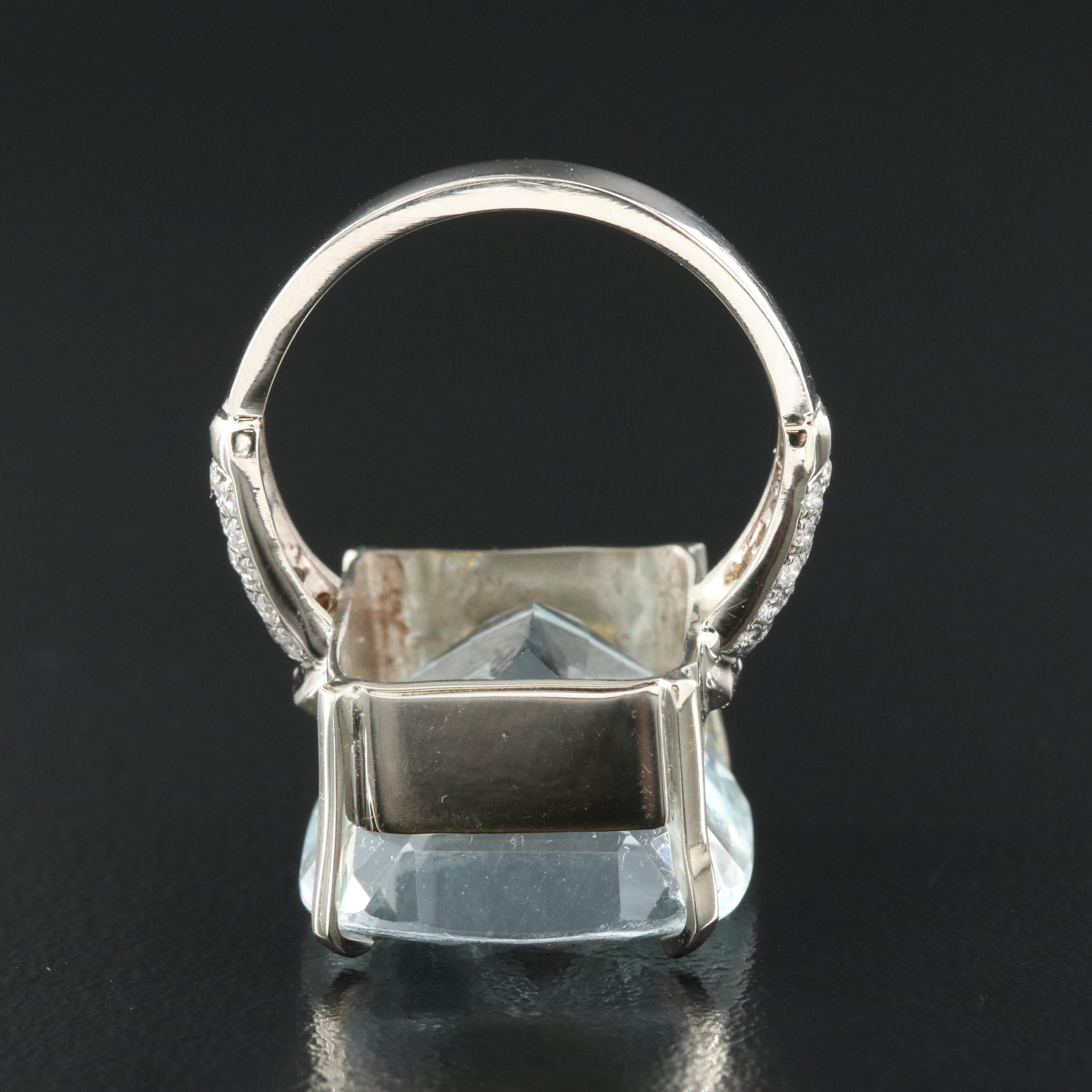 14K 23.60 CT Aquamarine and Diamond Ring