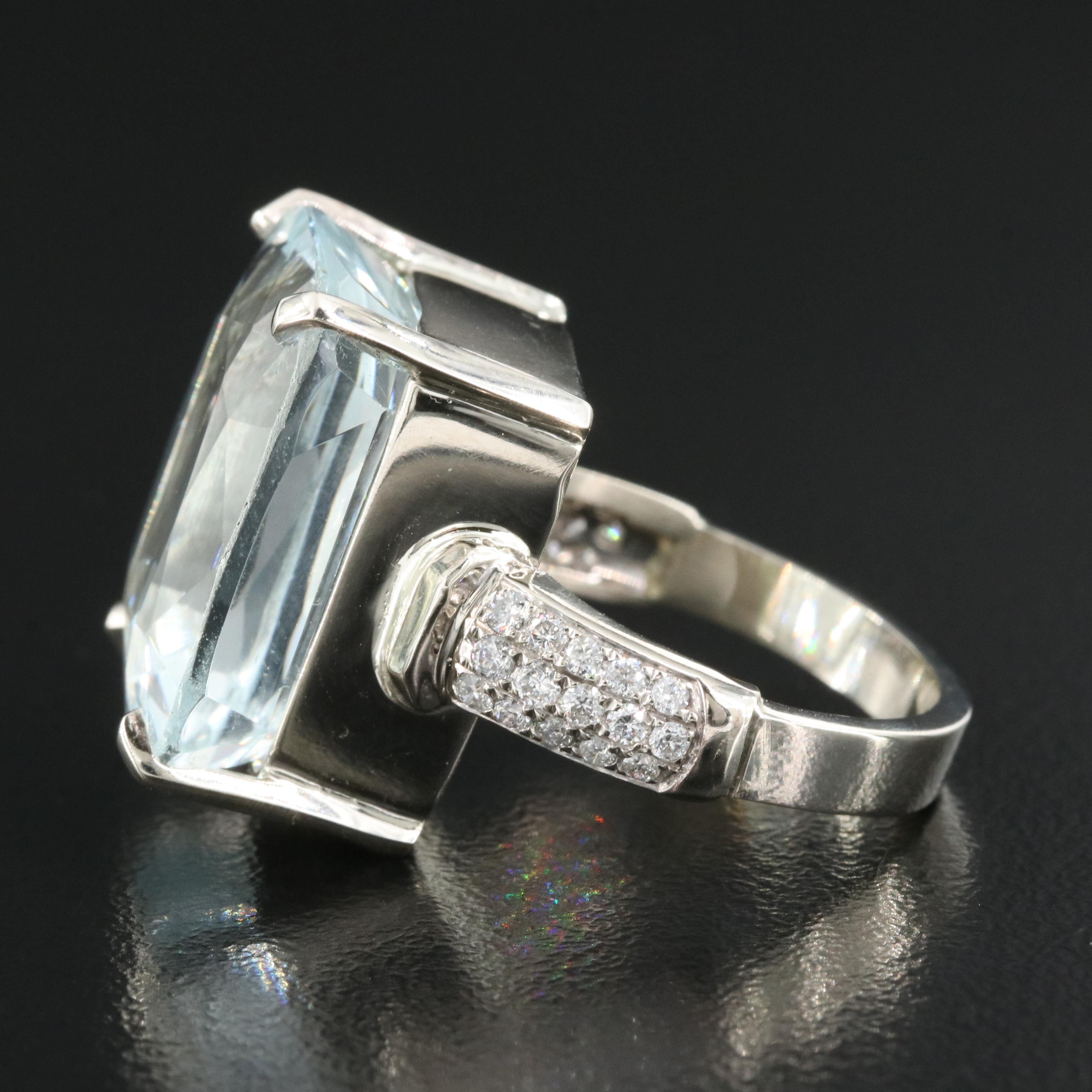 14K 23.60 CT Aquamarine and Diamond Ring