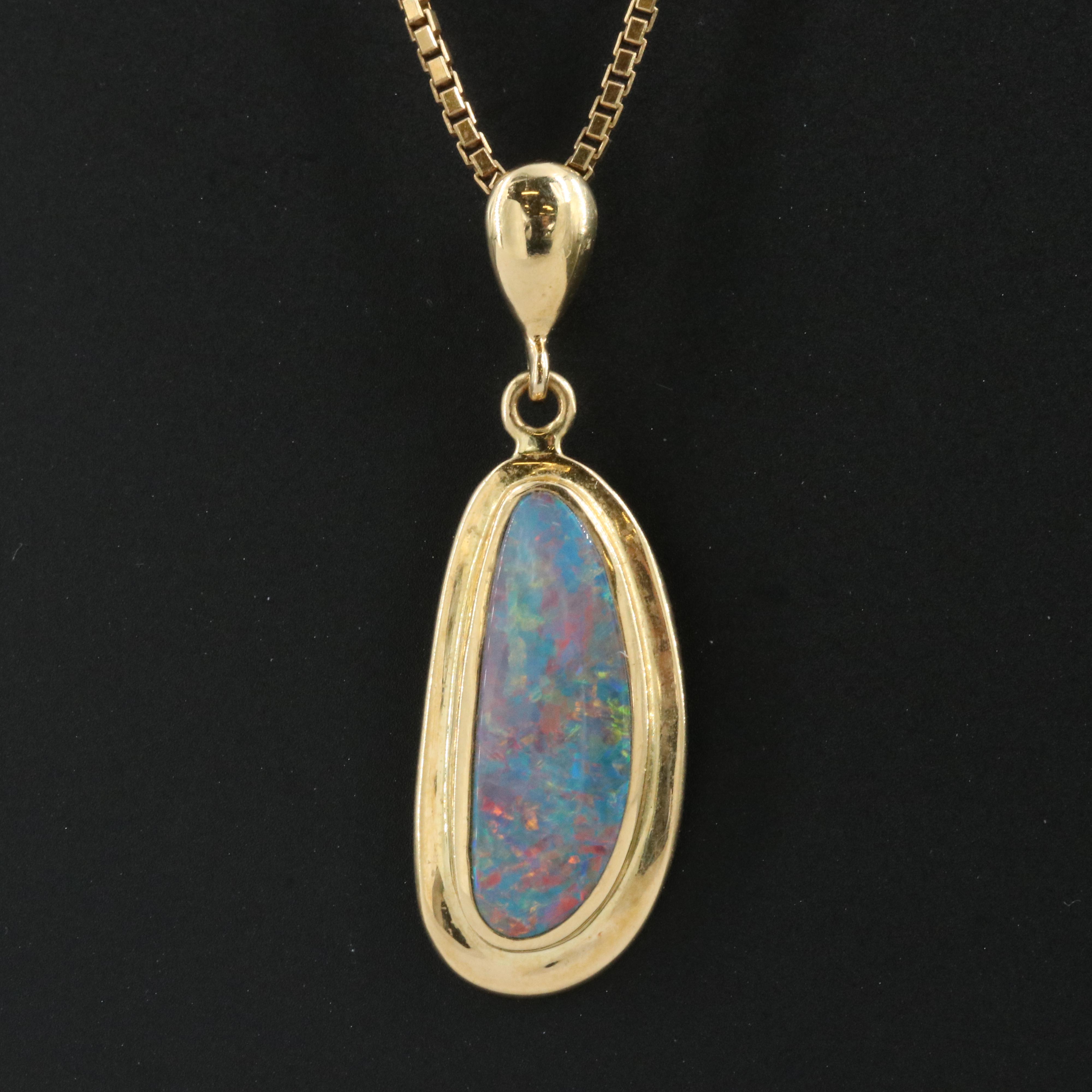 18K Boulder Opal Pendant Necklace