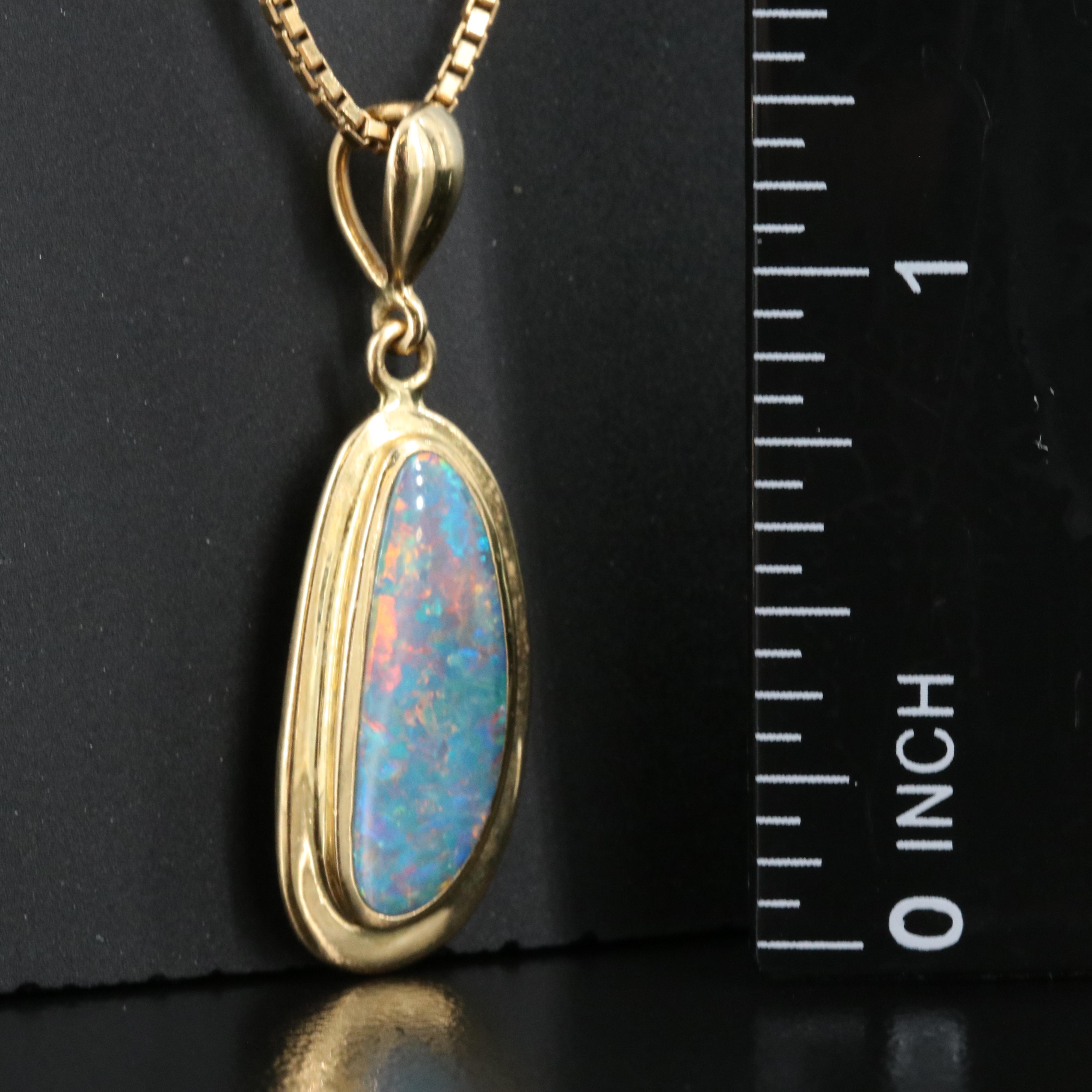 18K Boulder Opal Pendant Necklace
