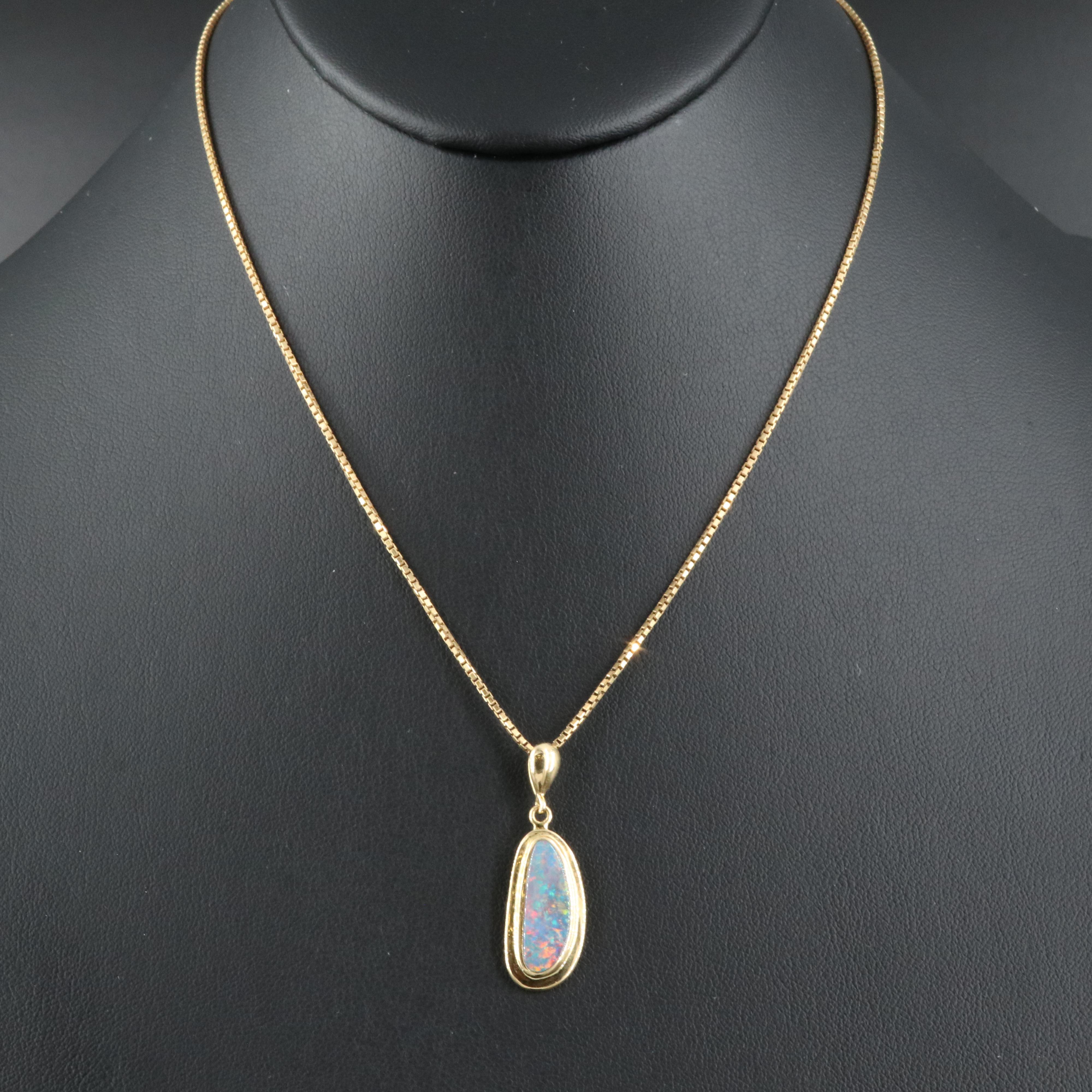 18K Boulder Opal Pendant Necklace