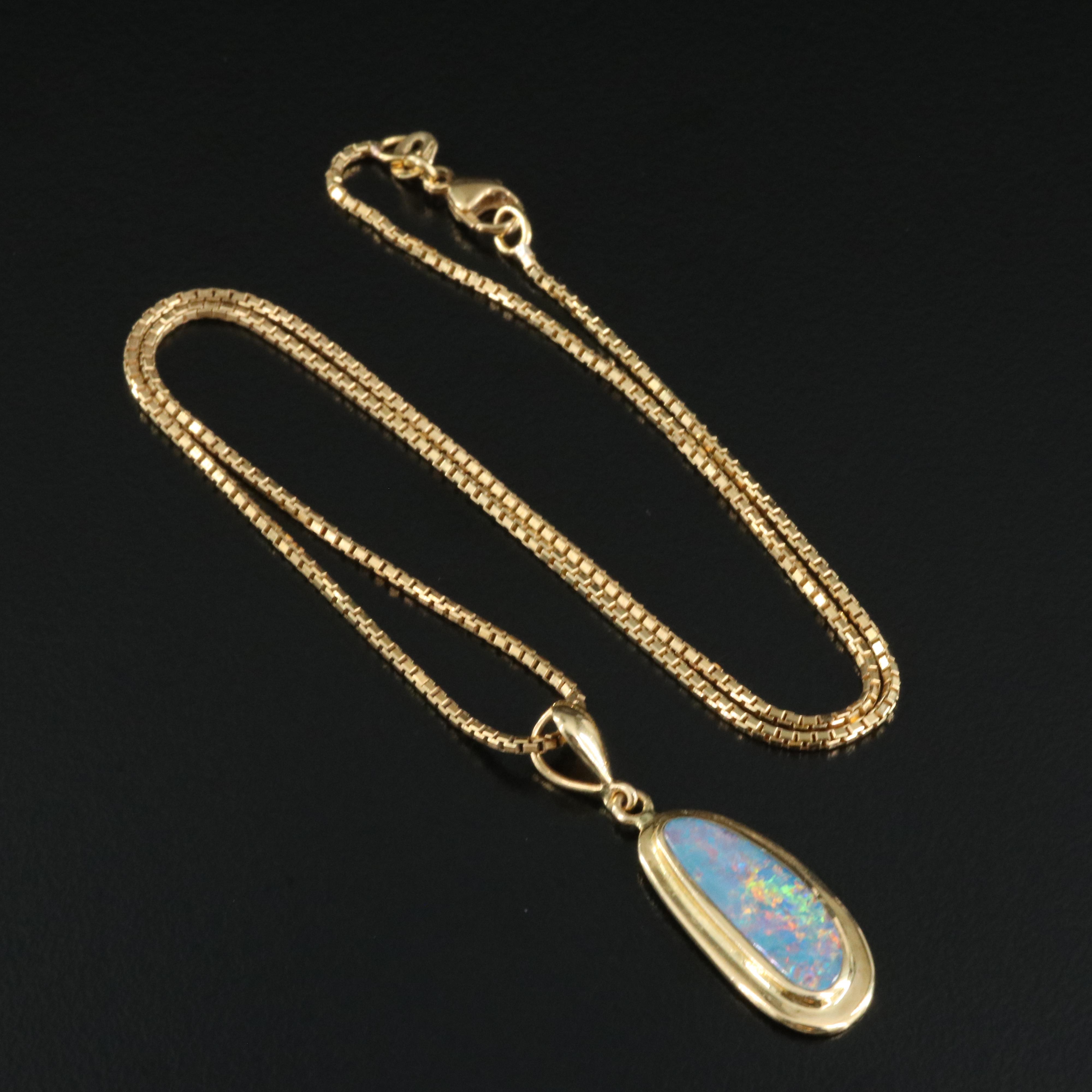 18K Boulder Opal Pendant Necklace