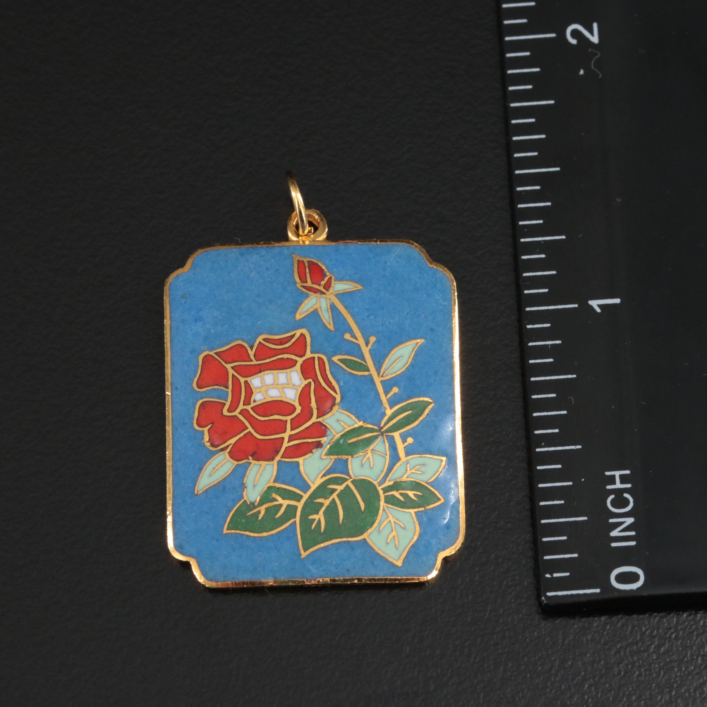 Vintage Chinese Floral Enamel Pendant Collection