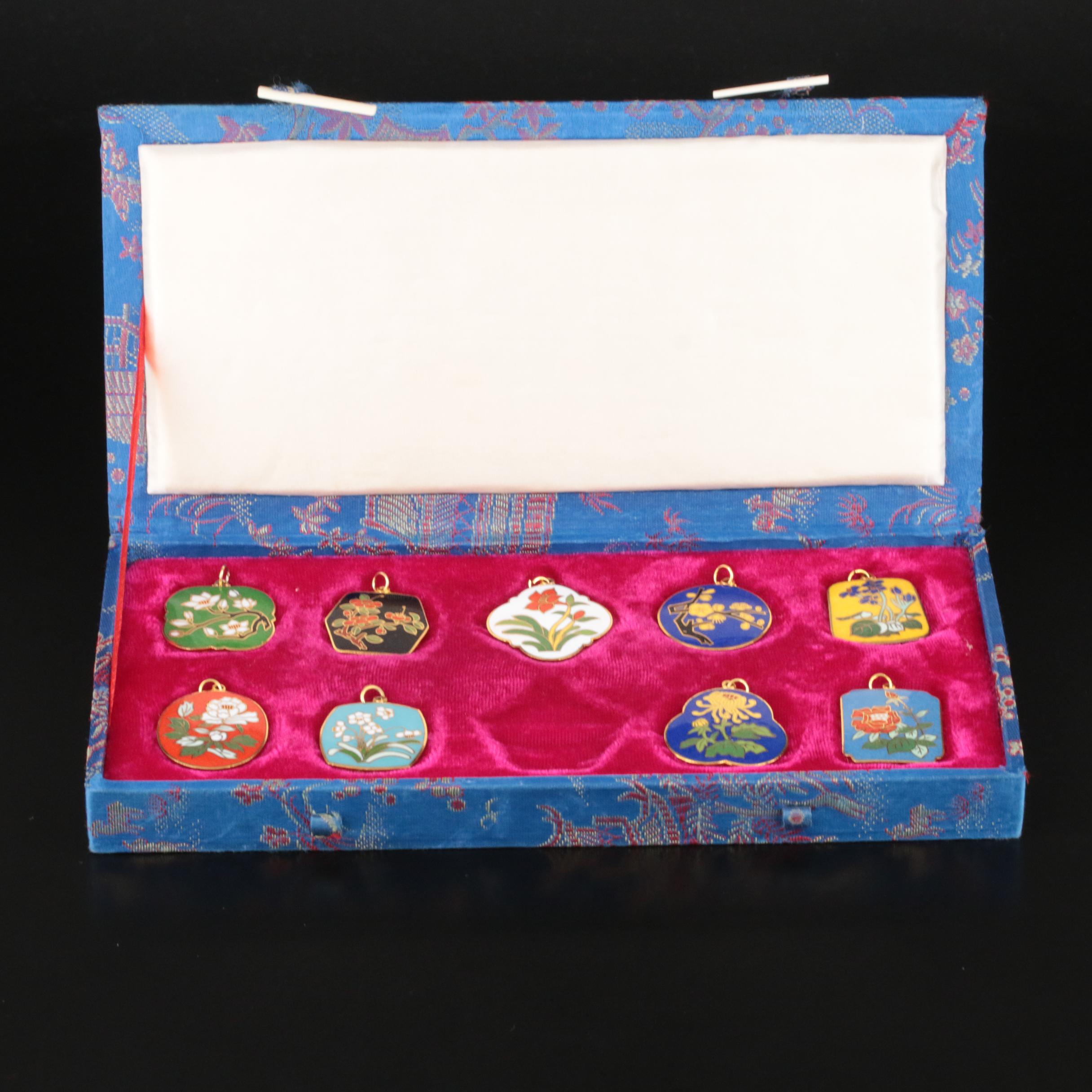 Vintage Chinese Floral Enamel Pendant Collection